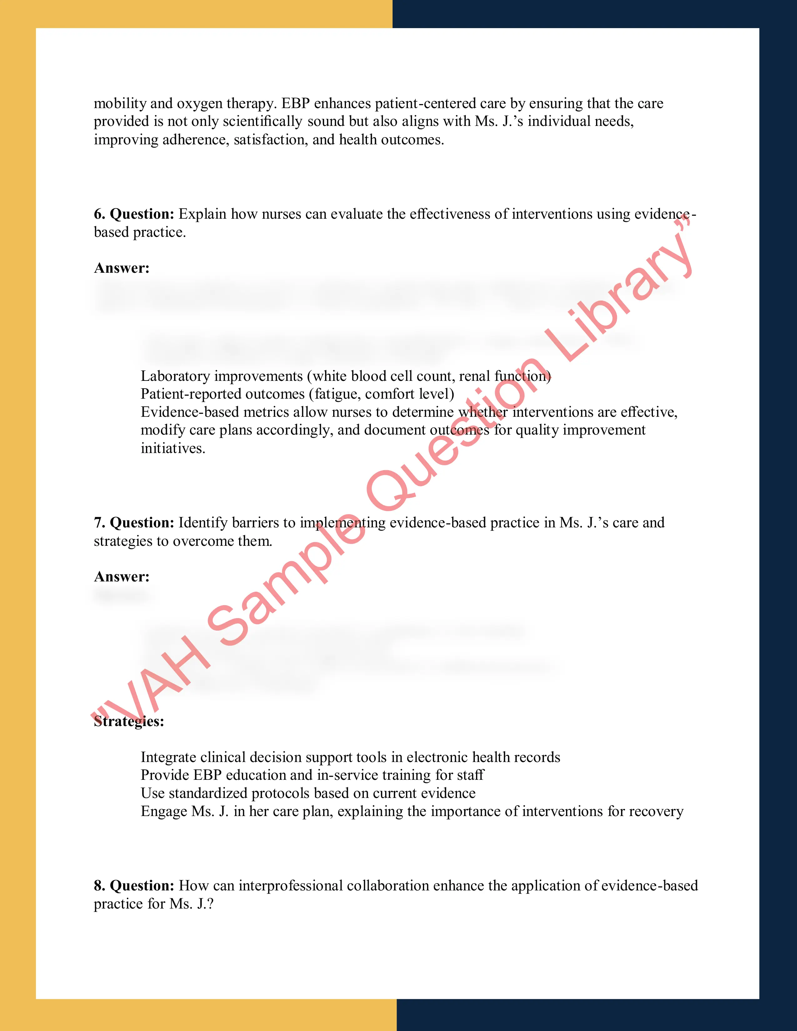 NUR302 – Nursing Evidence- Based Practice 2