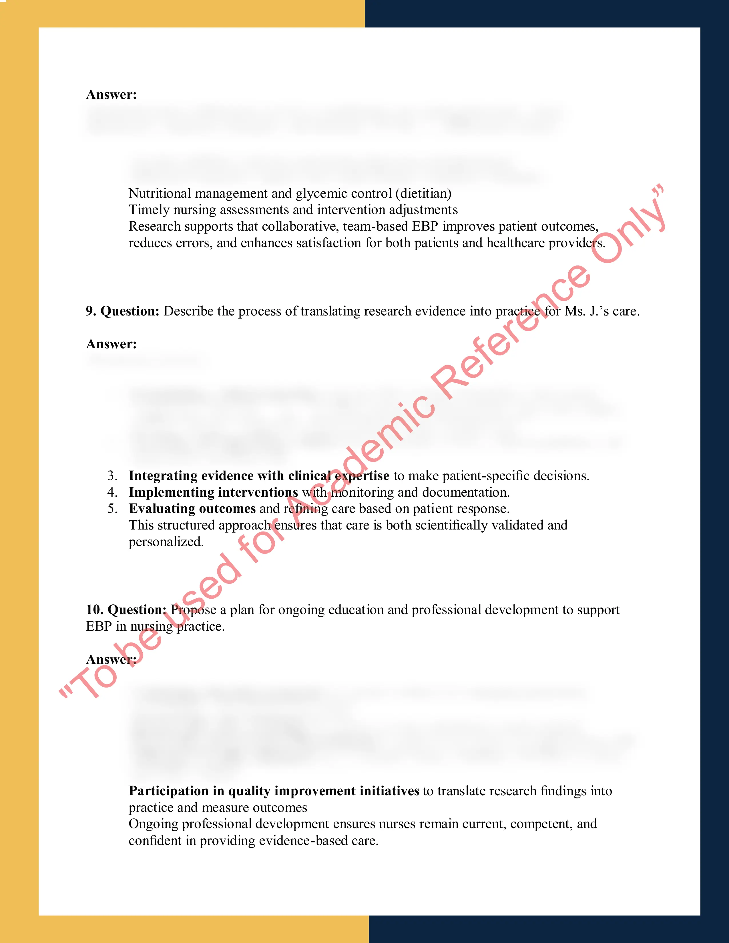 NUR302 – Nursing Evidence- Based Practice 3