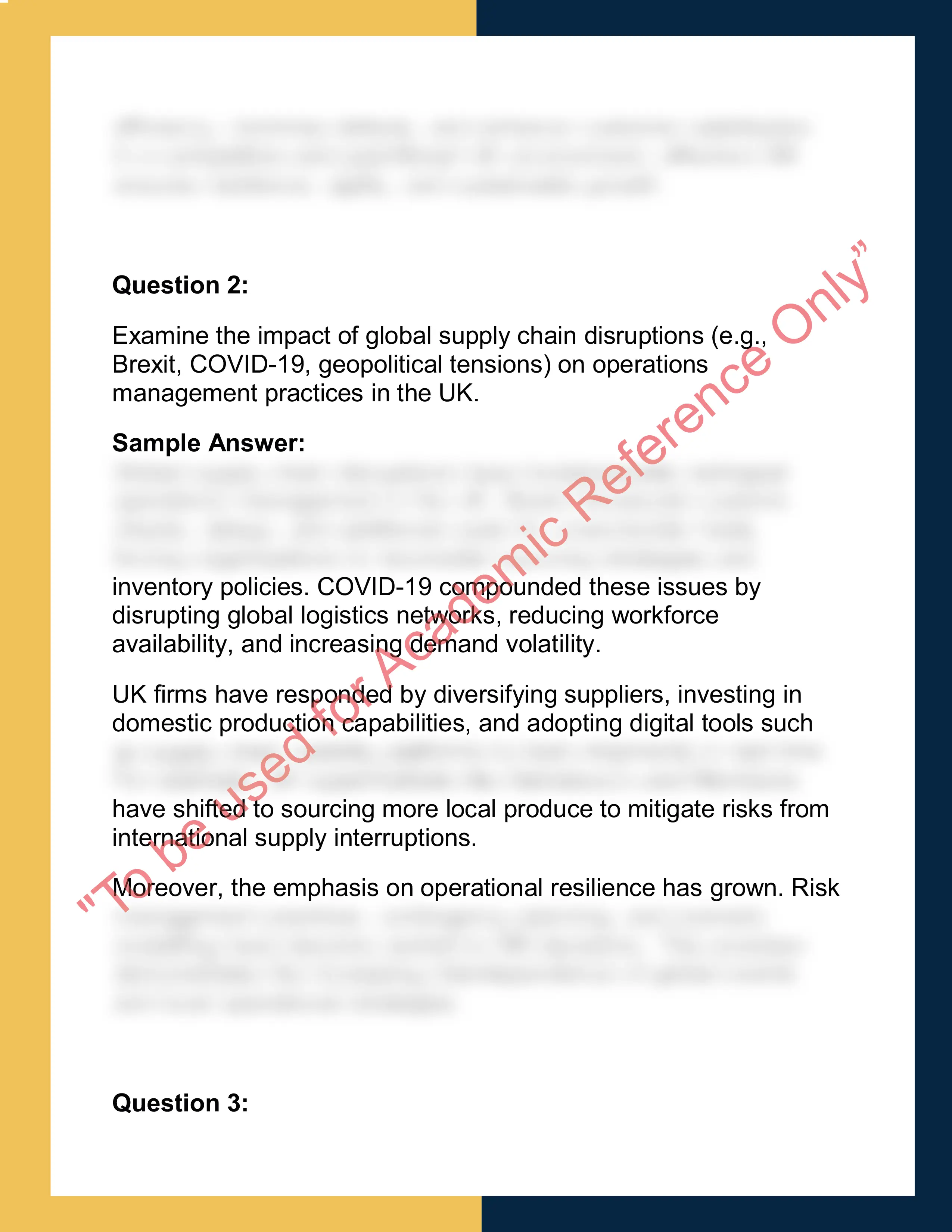 OPS101 – Operations Management  Report 1