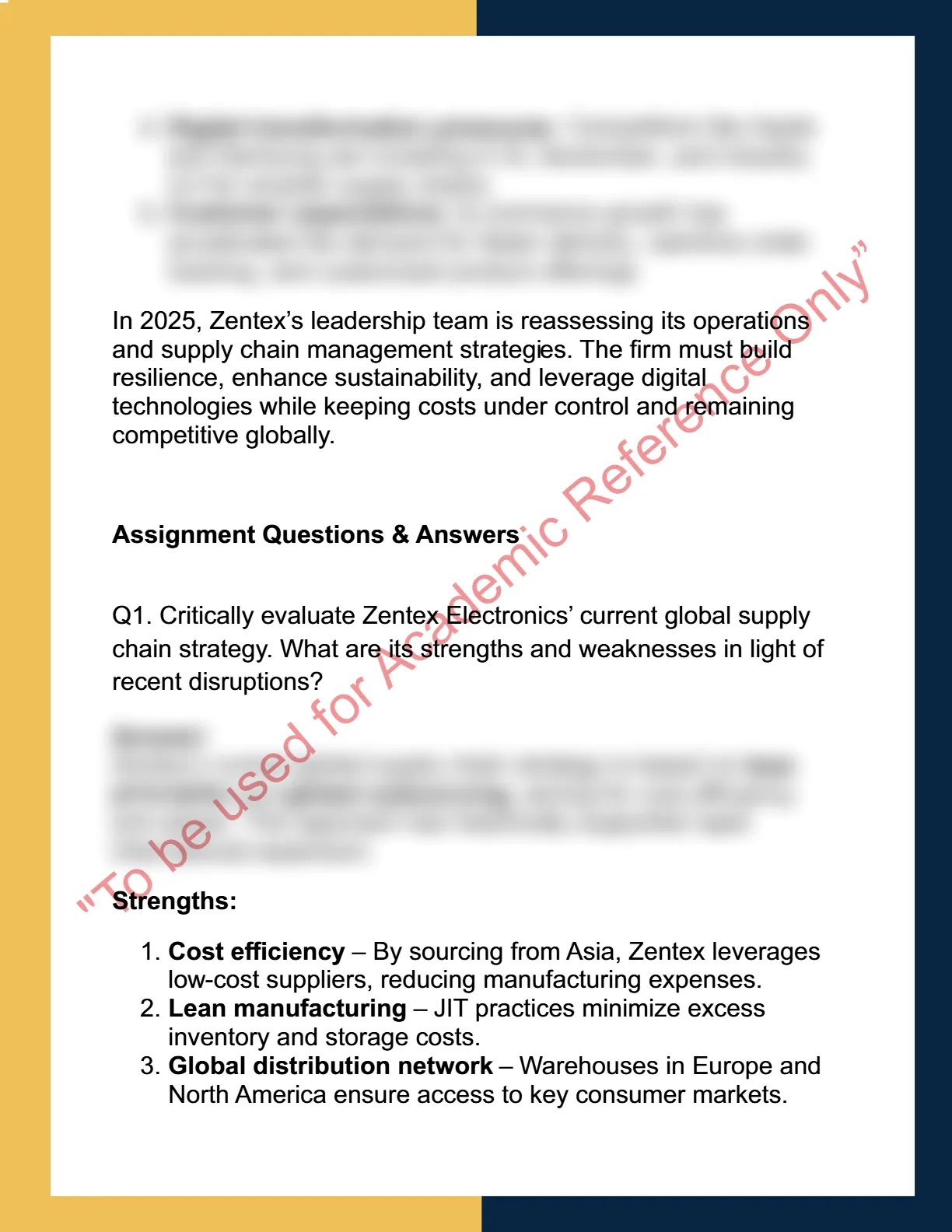 OPSM6001- Operations & Supply Chain Management 1