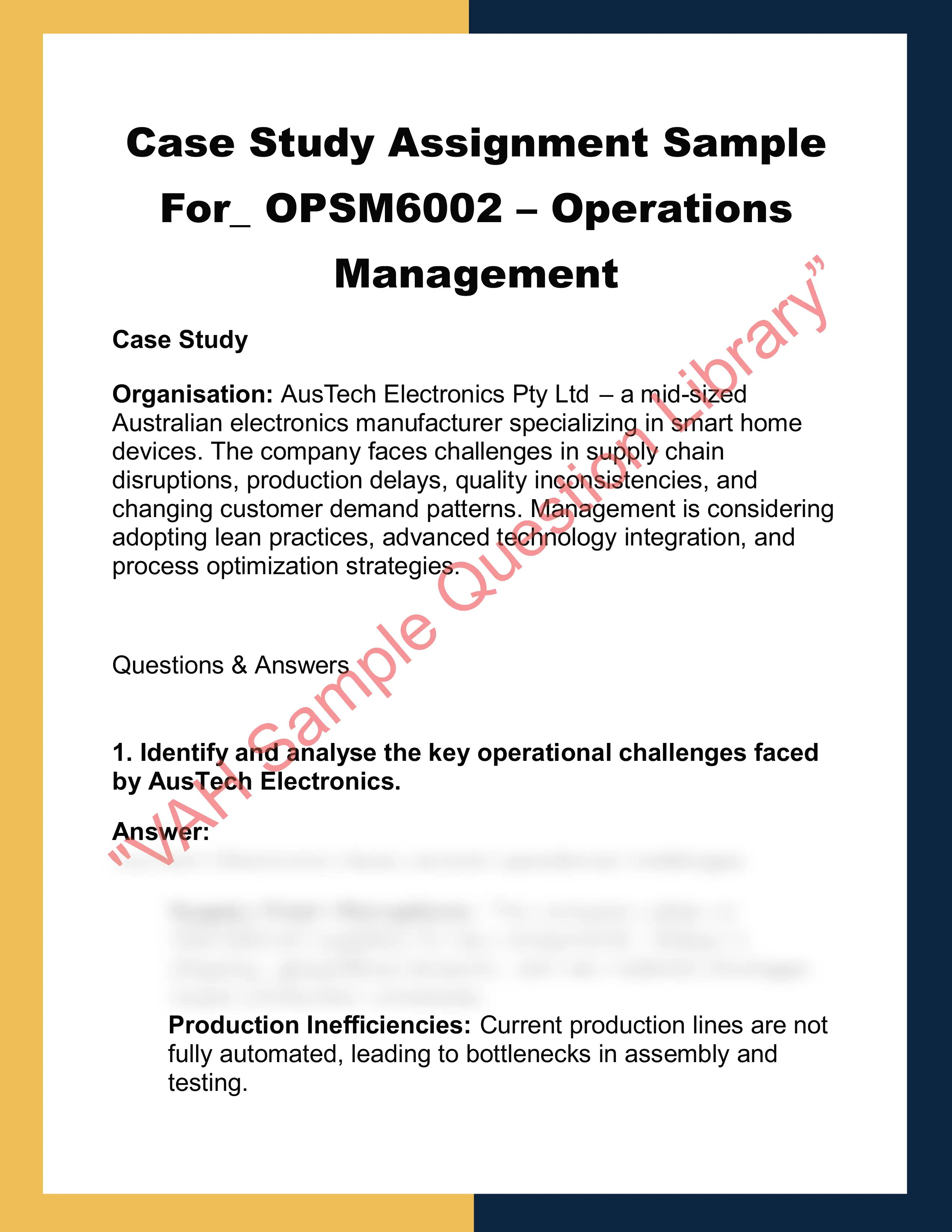 OPSM6002 – Operations  Management 0