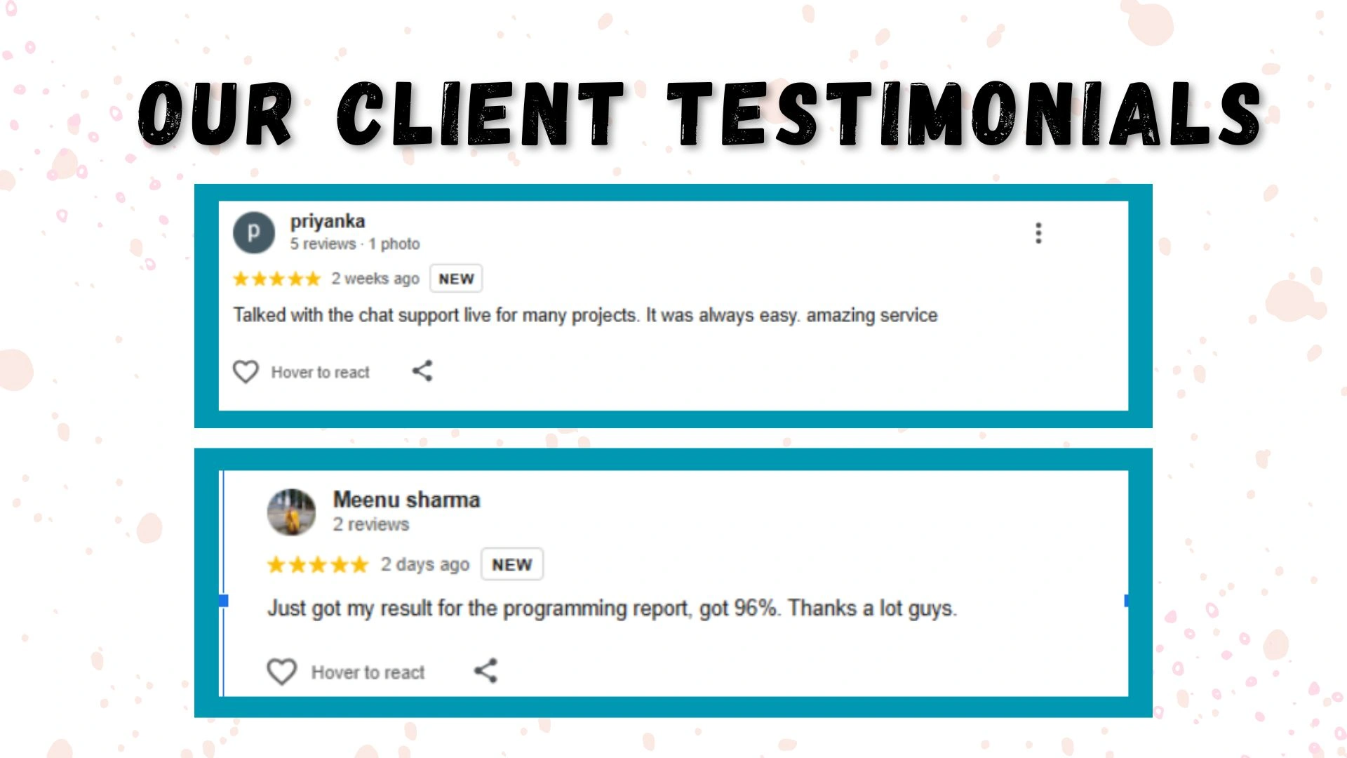 Our Client Testimonials