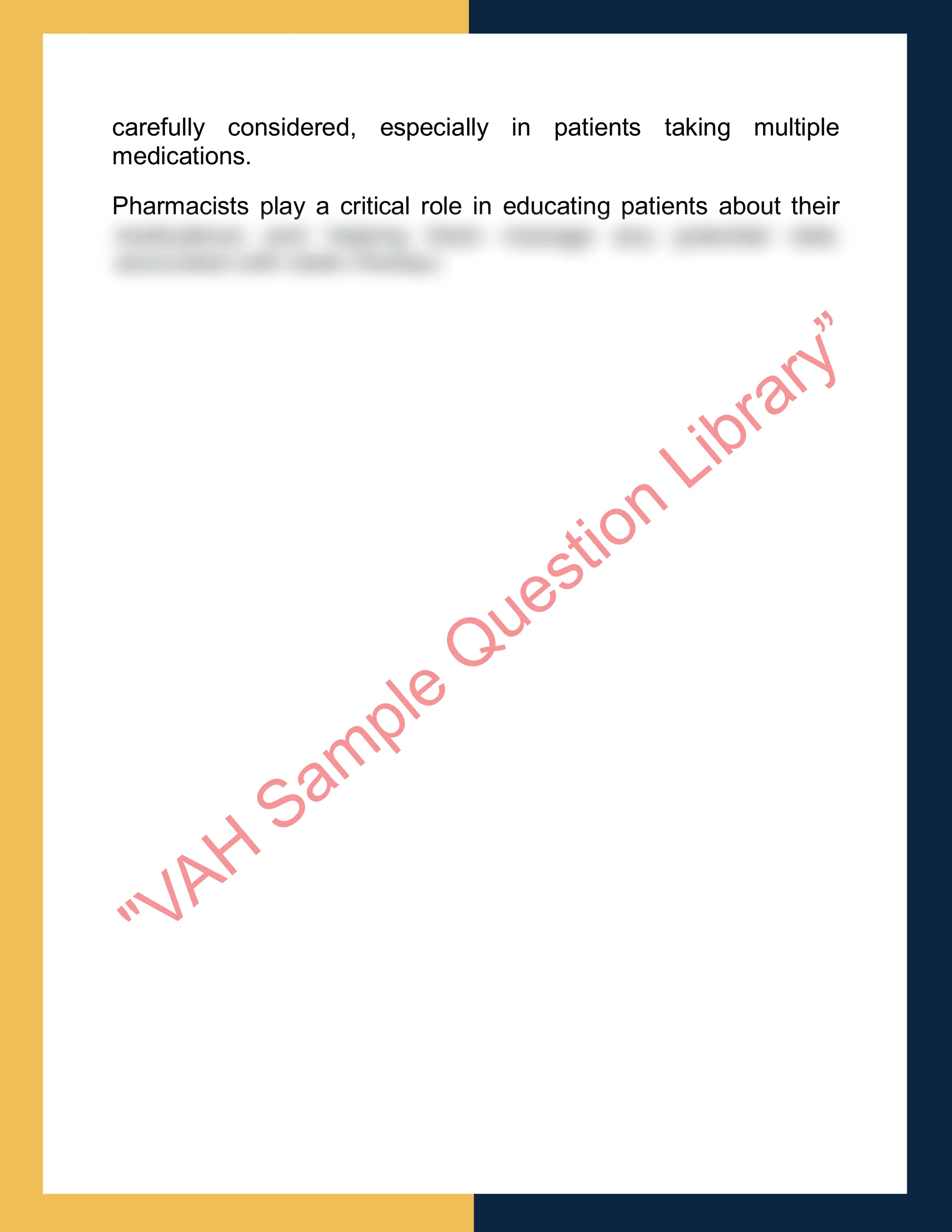 Assignment sample solution of PHAR3002 - Pharmacy Practice 6