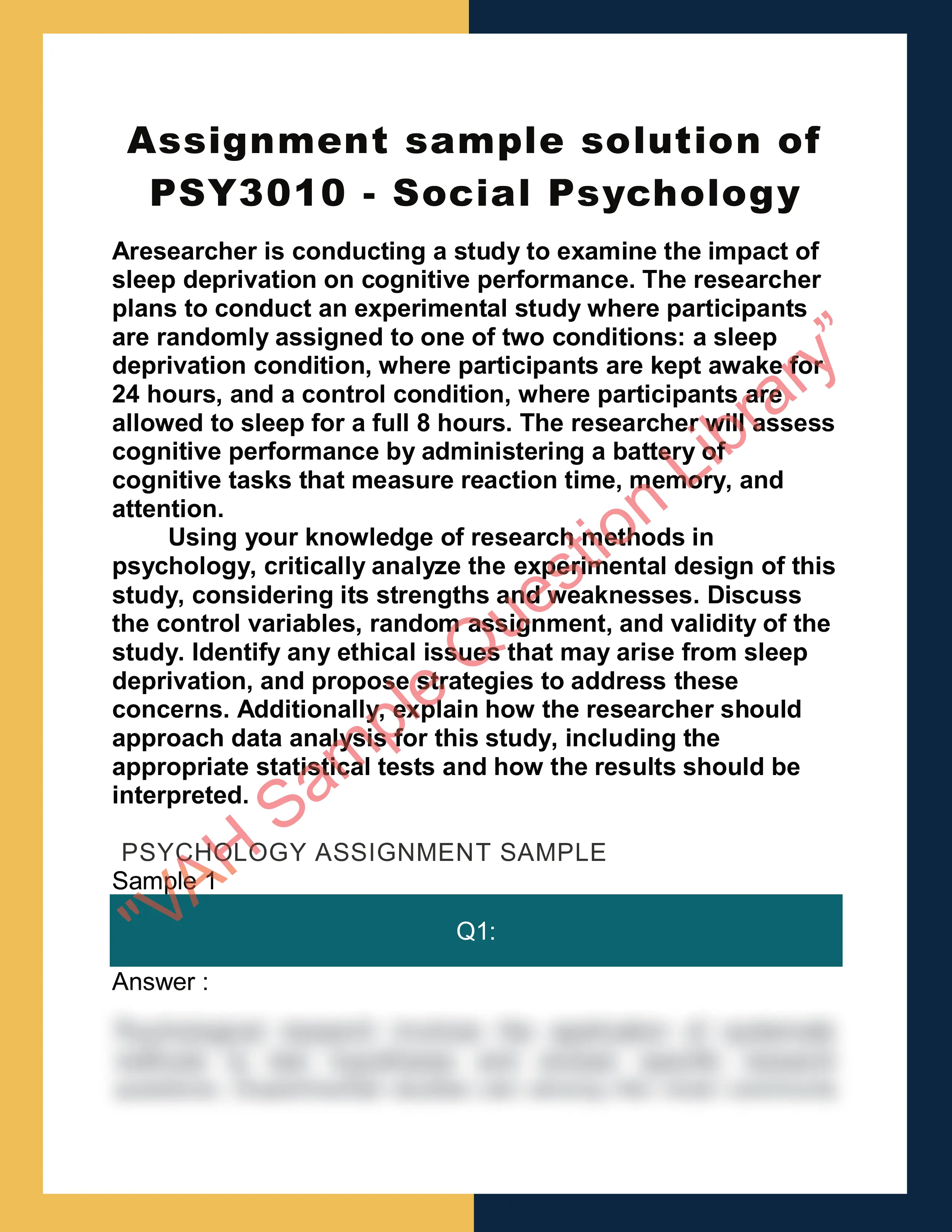 Assignment sample solution of PSY3010 - Social Psychology 0