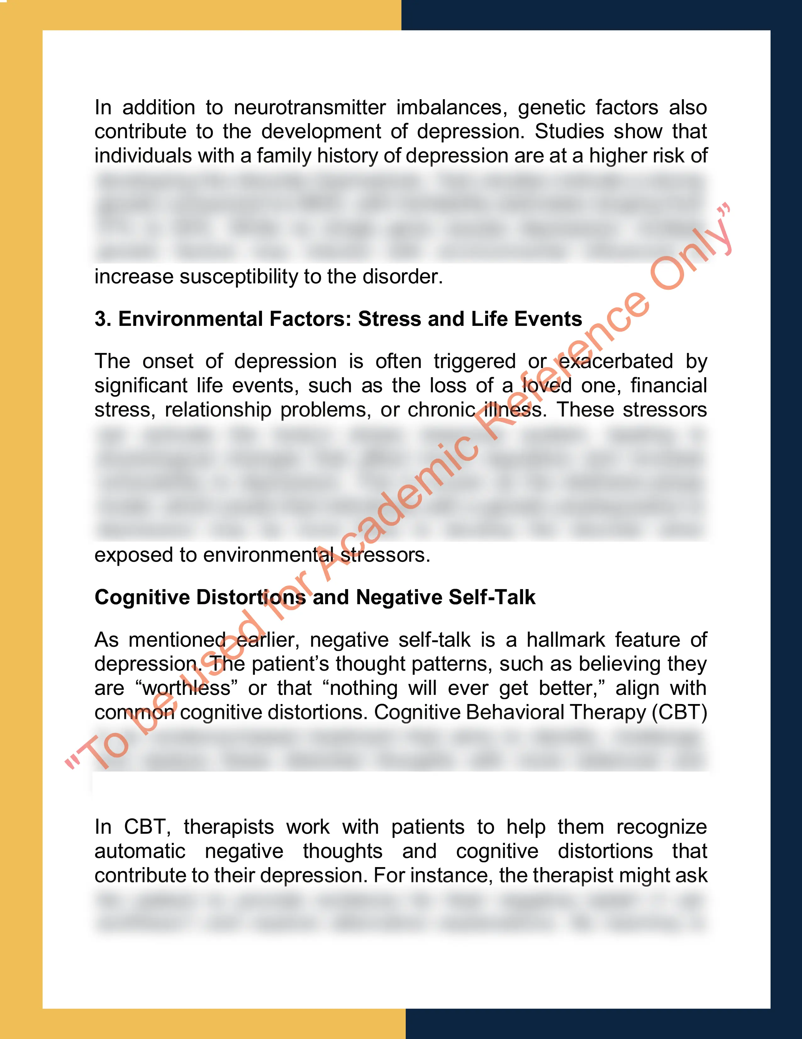 Assignment sample solution of PSY308 - Abnormal Psychology 3