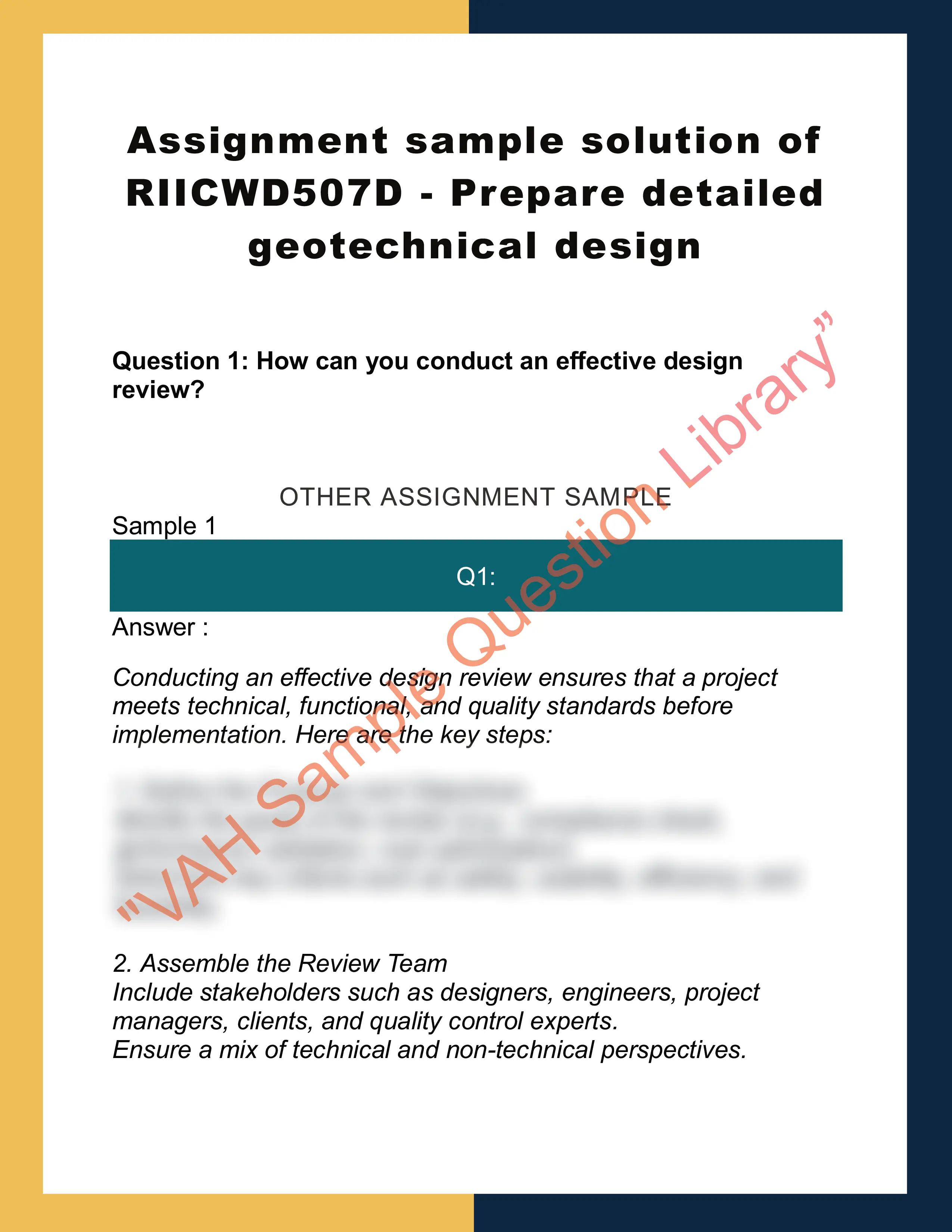 Assignment sample solution of RIICWD507D - Prepare detailed geotechnical design 0