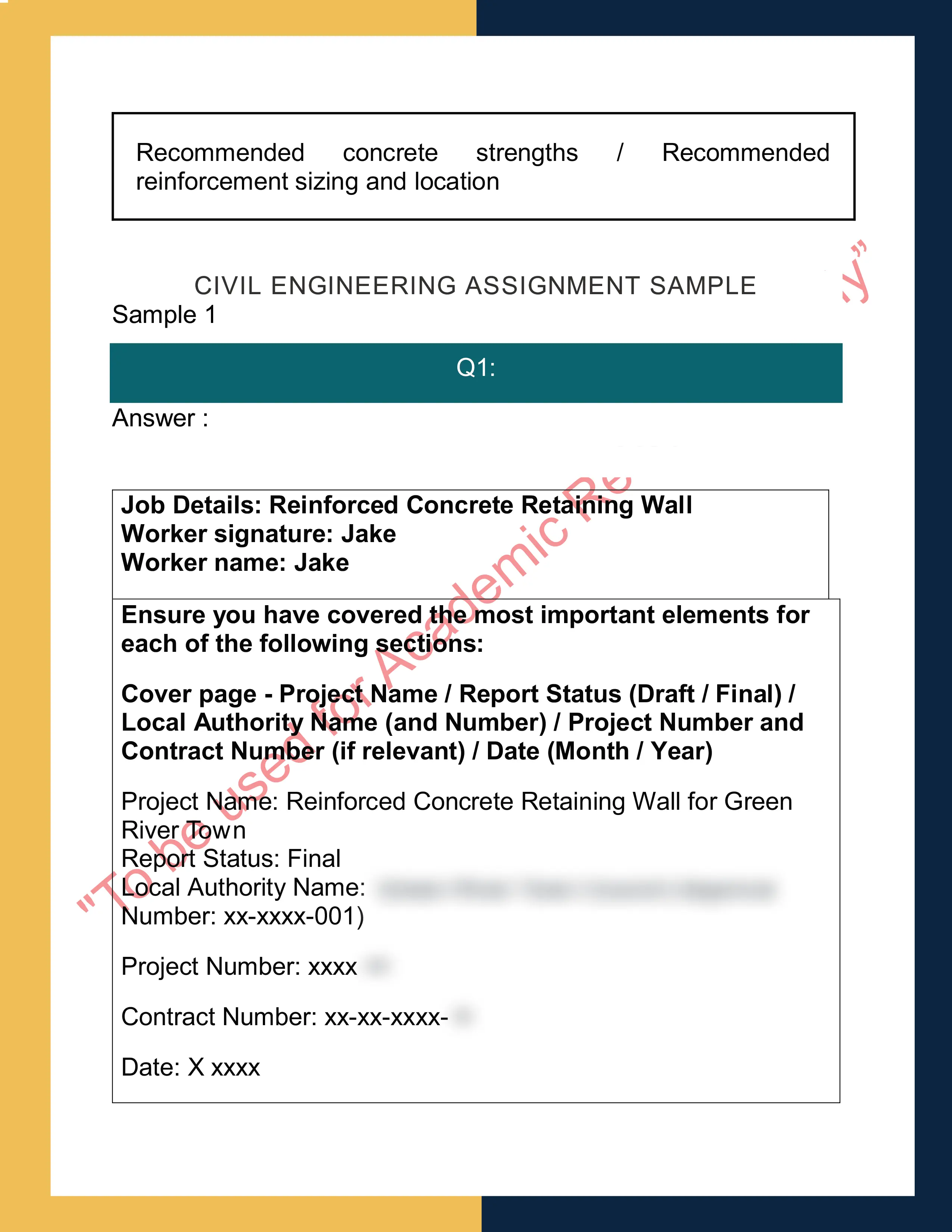 Assignment sample solution of RIICWD533E - Prepare detailed design of civil concrete structures 1