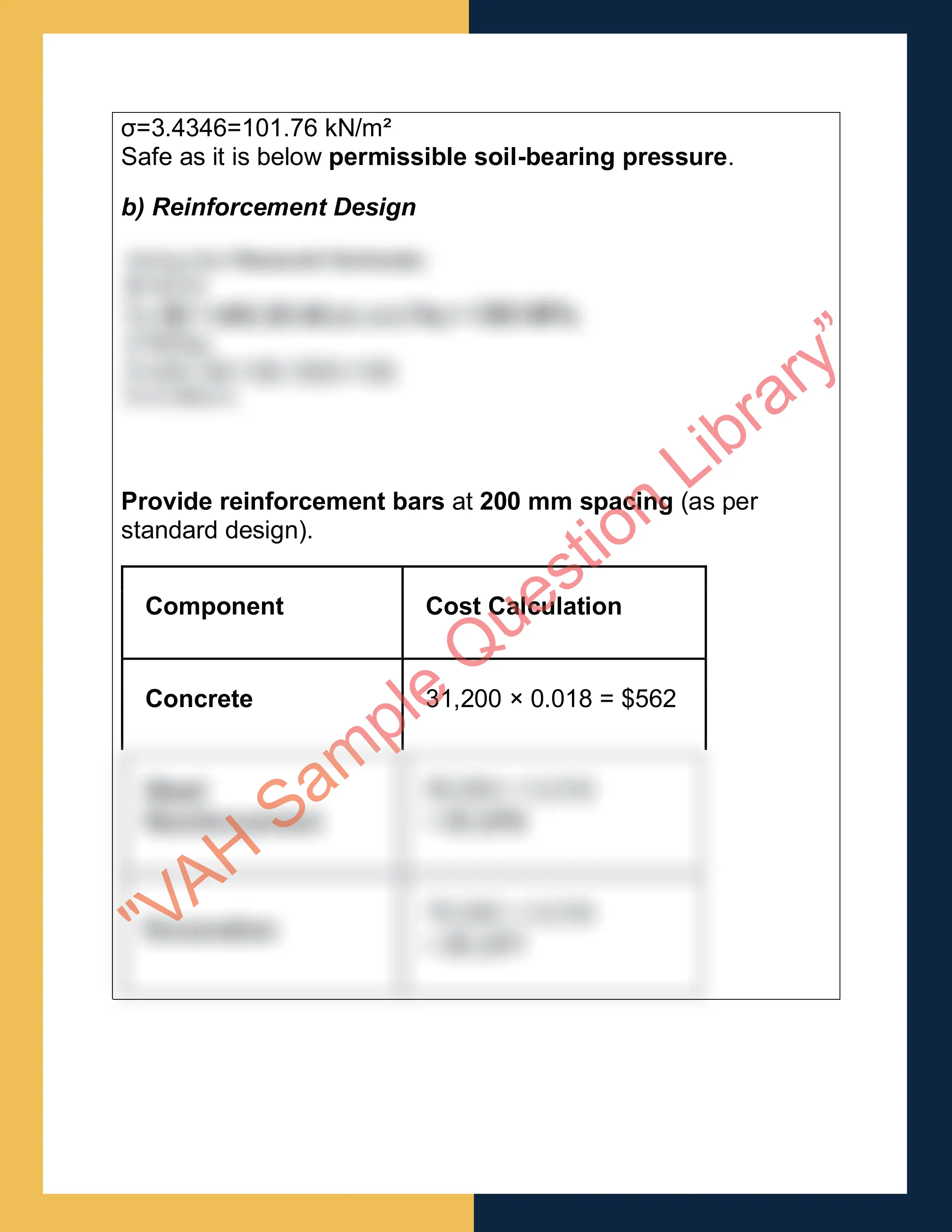 Assignment sample solution of RIICWD533E - Prepare detailed design of civil concrete structures 6