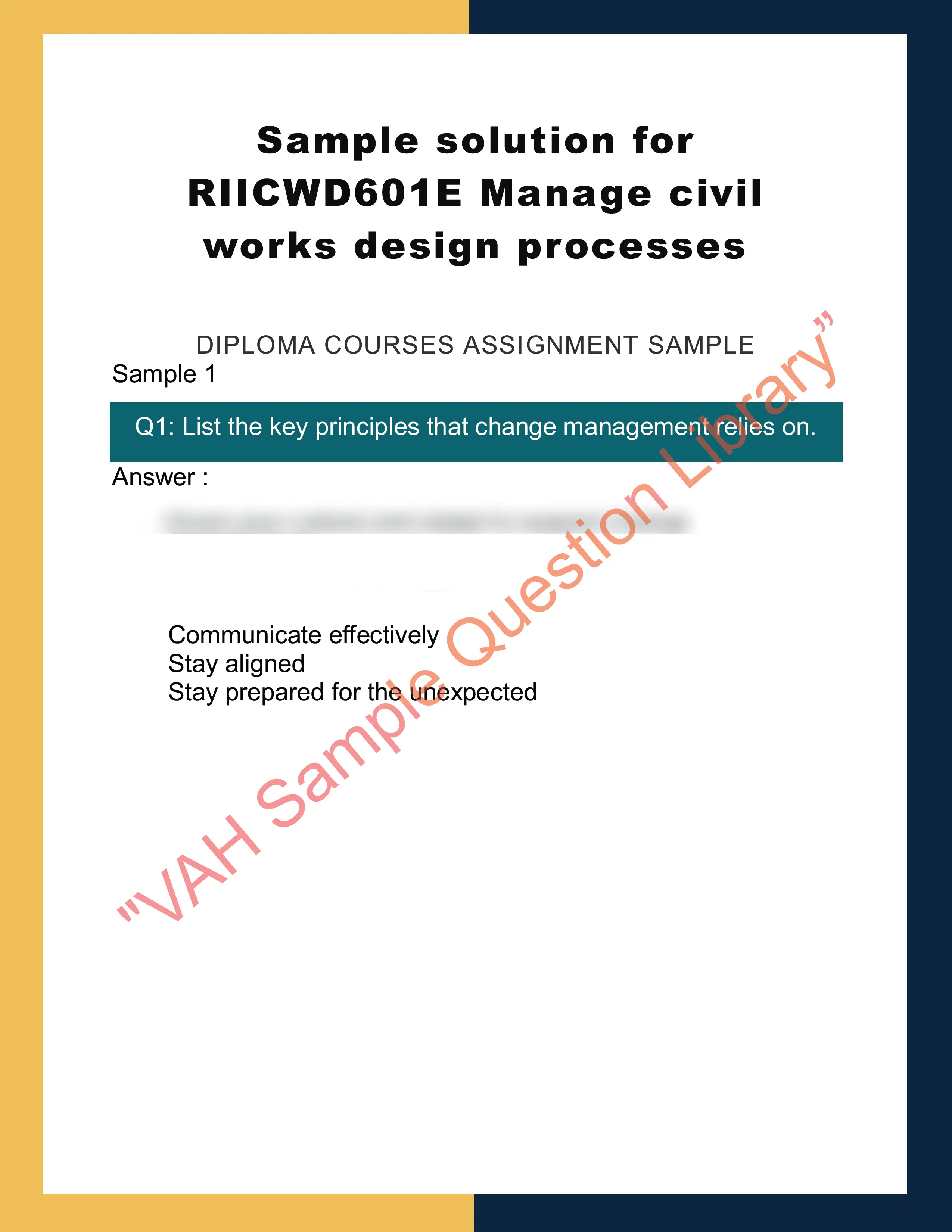 Sample solution for RIICWD601E Manage civil works design processes 0