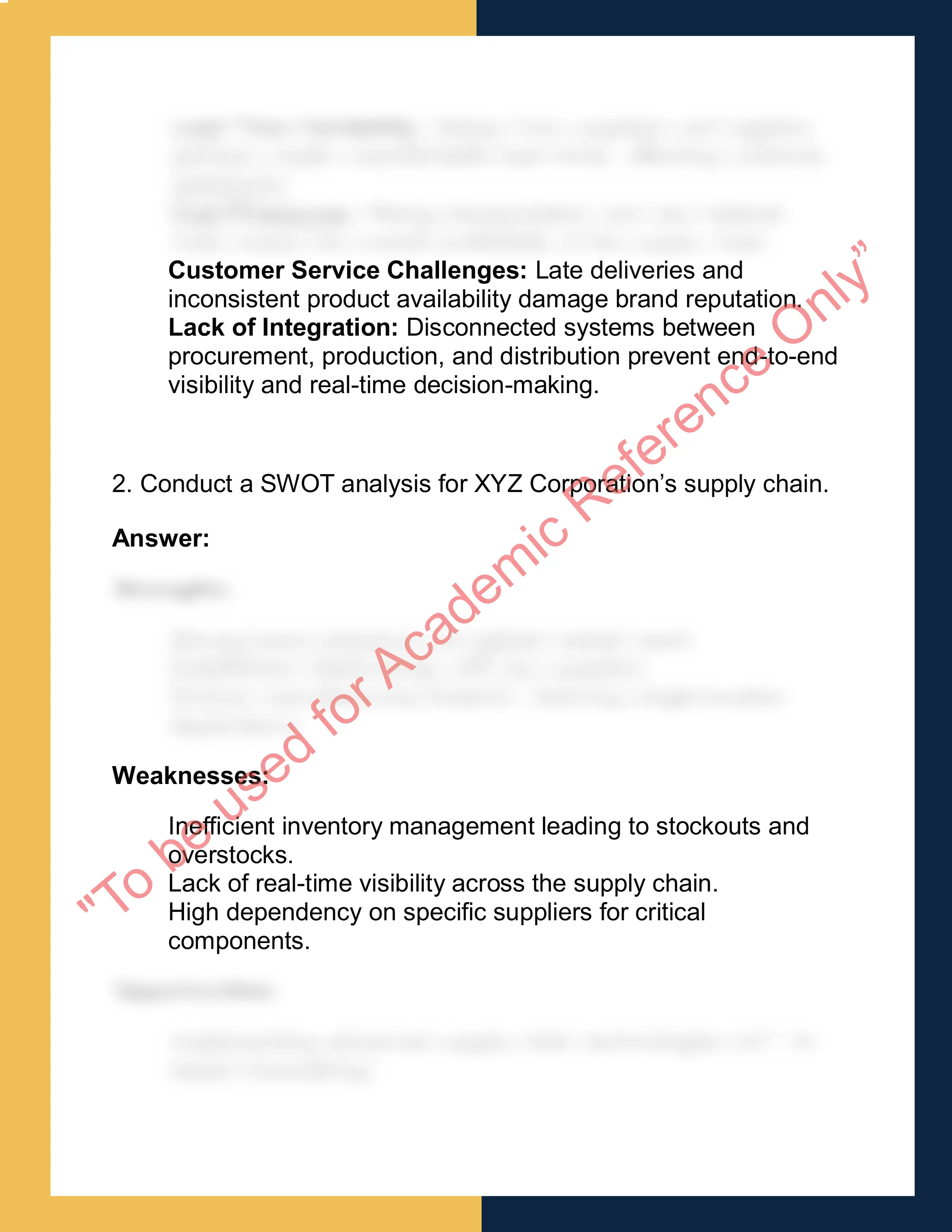 SCM601 – Supply Chain  Management 1