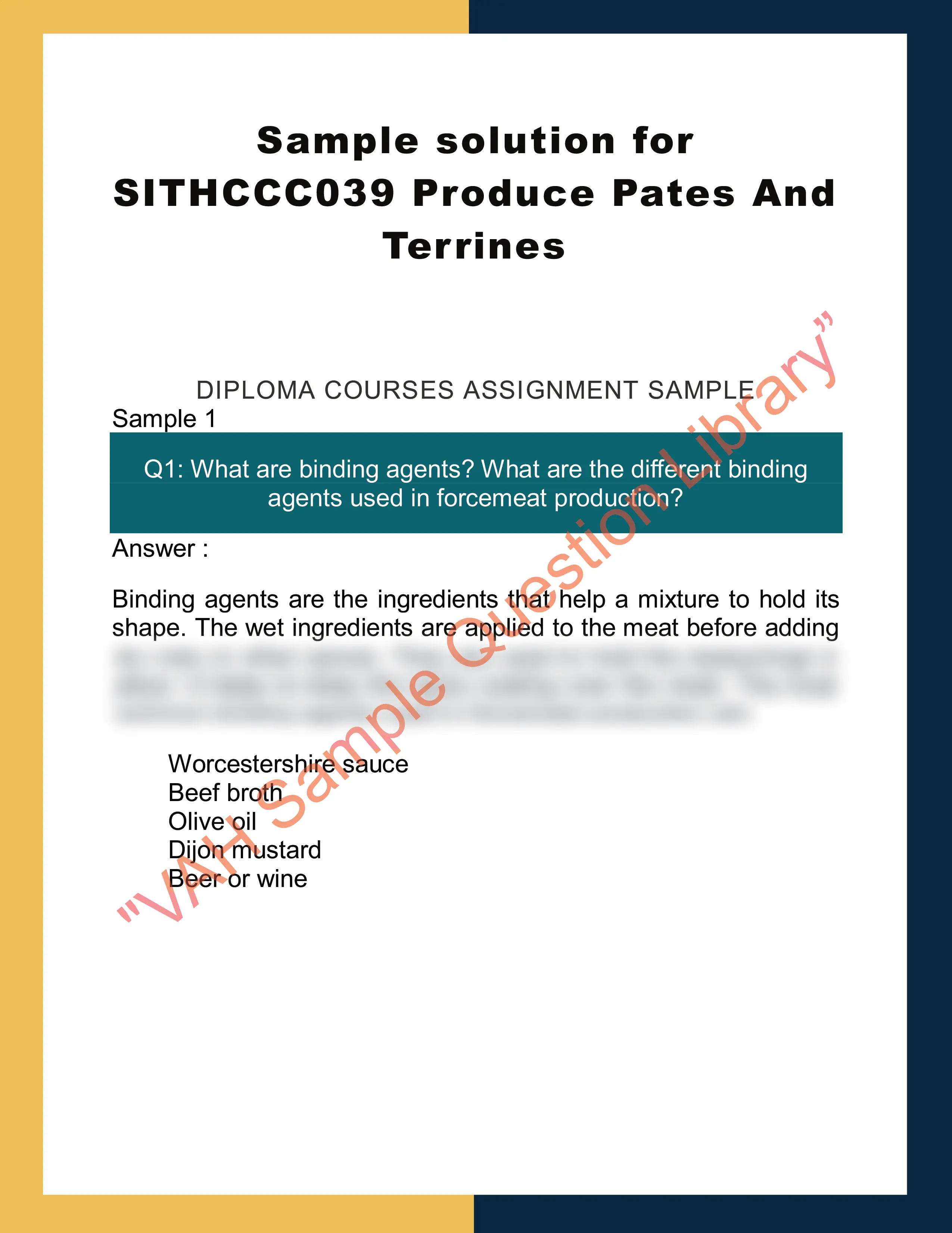 Sample solution for SITHCCC039 Produce Pates And Terrines 0