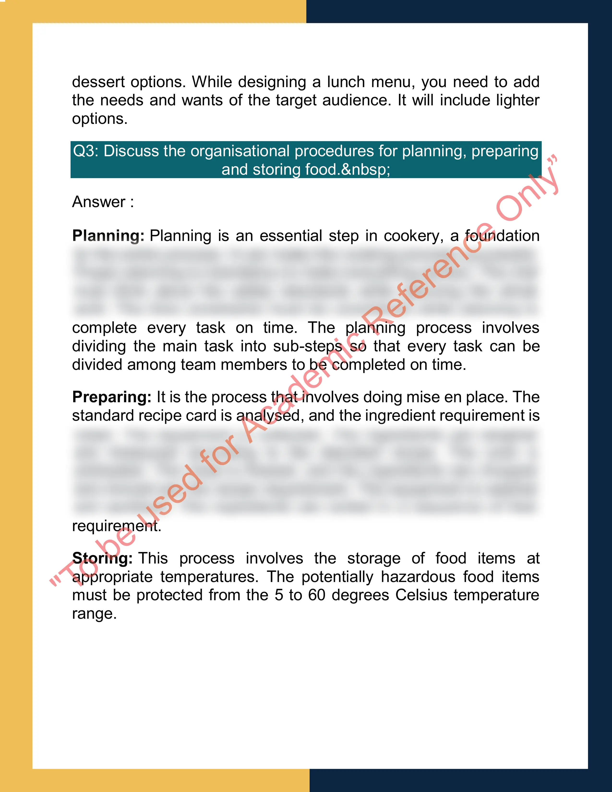 Sample solution for SITHCCC043 - Work effectively as a cook 1