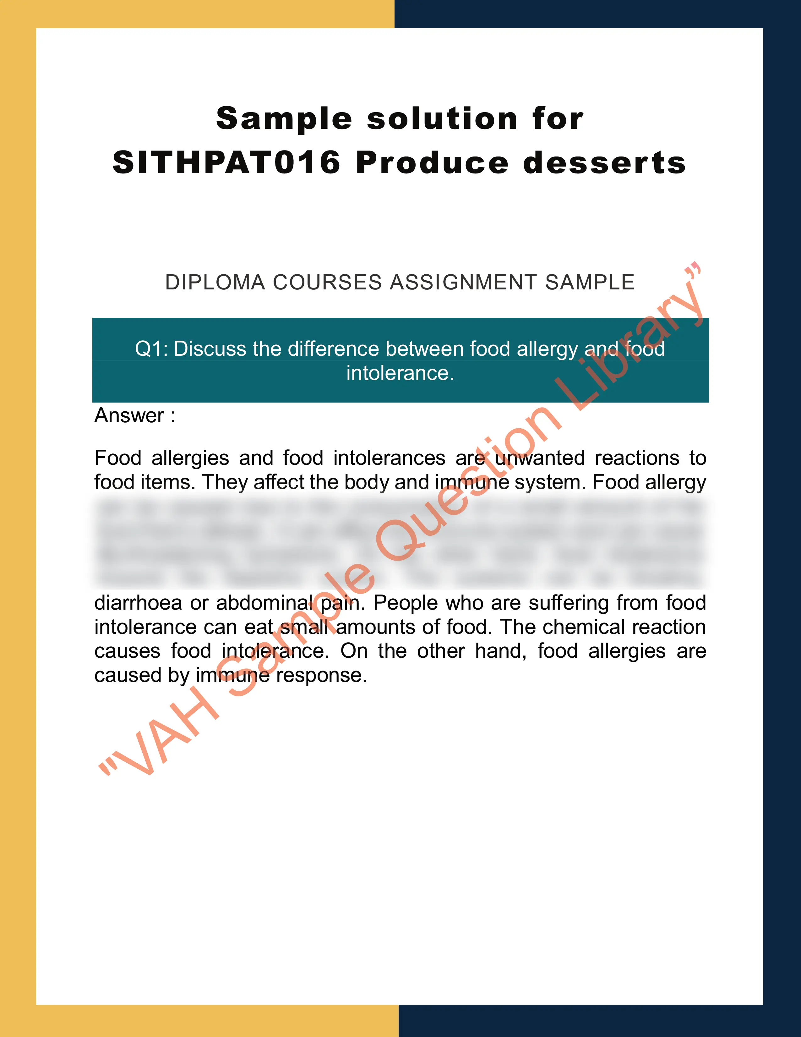 Sample solution for SITHPAT016 Produce desserts 0