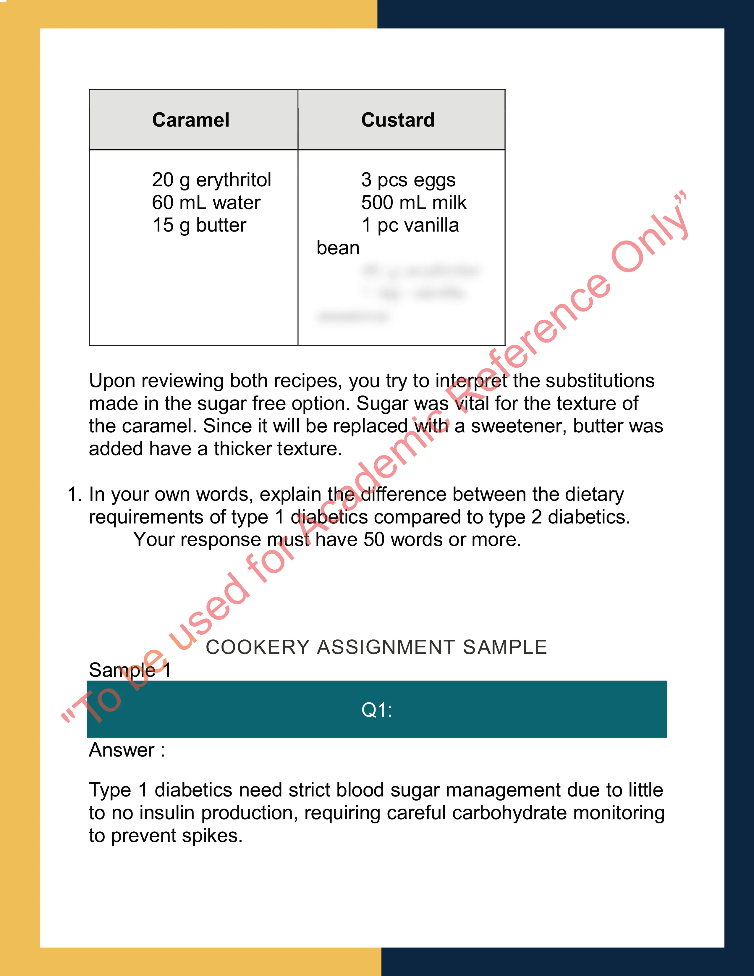 Sample Solution for SITHPAT016 - Produce desserts 1