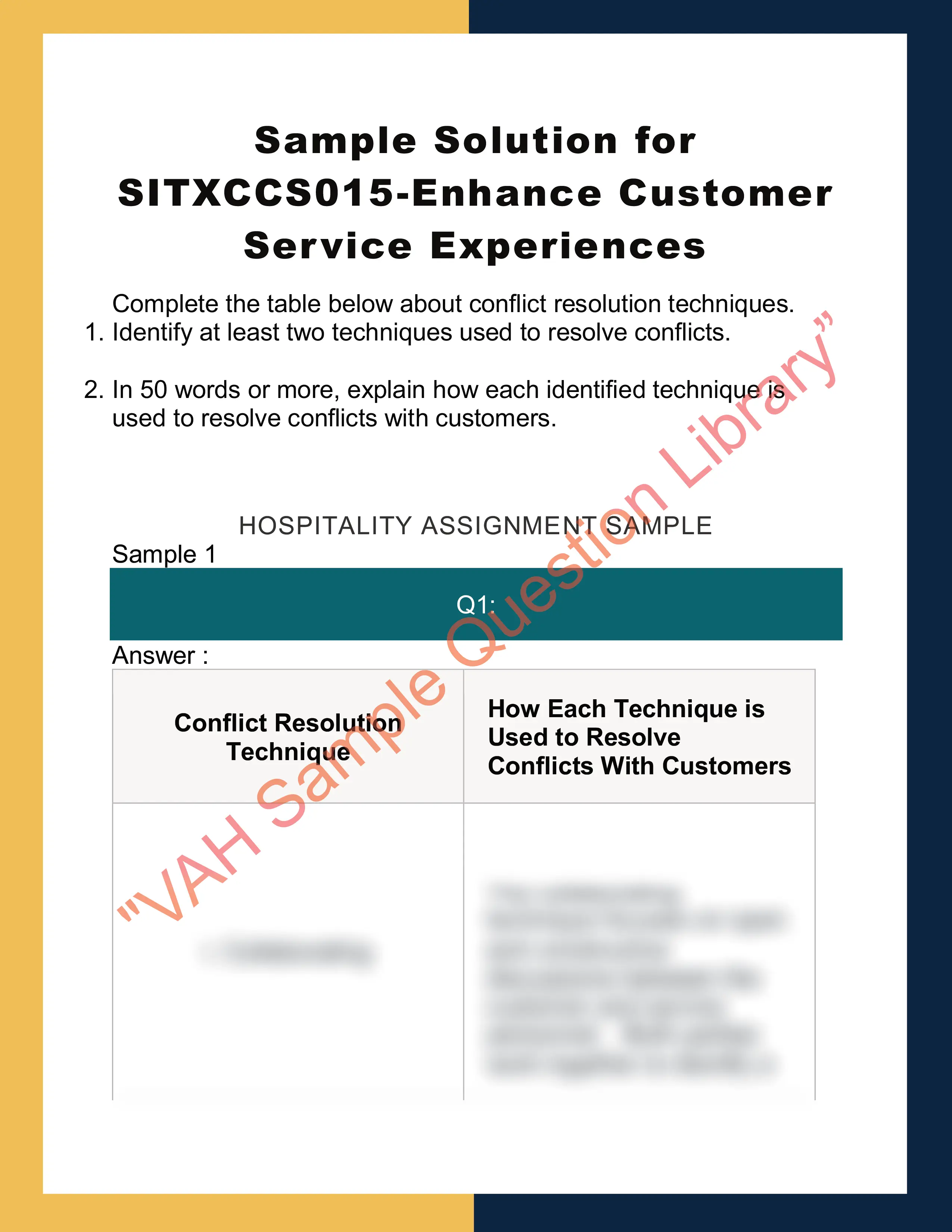 Sample Solution for SITXCCS015-Enhance Customer Service Experiences 0