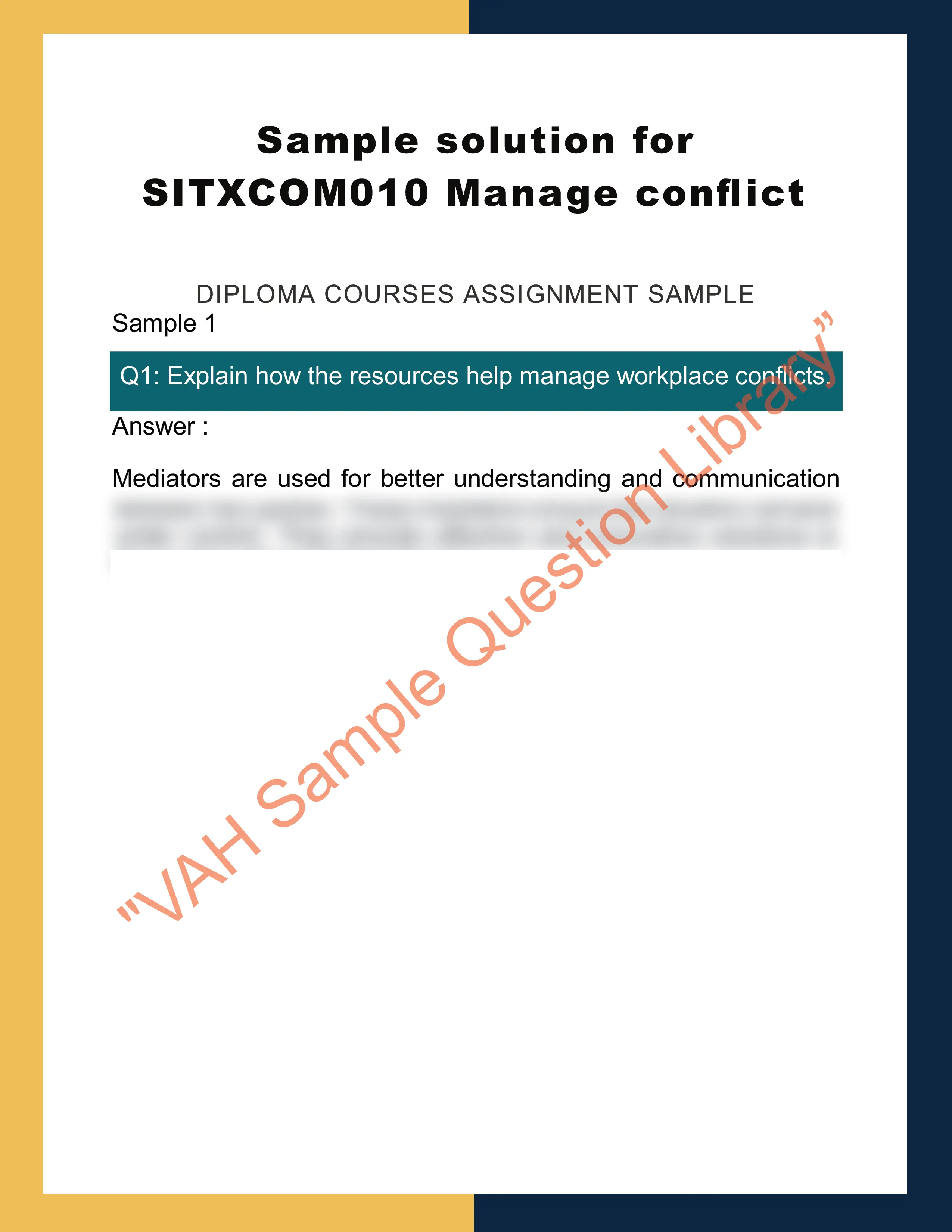 Sample solution for SITXCOM010 Manage conflict 0