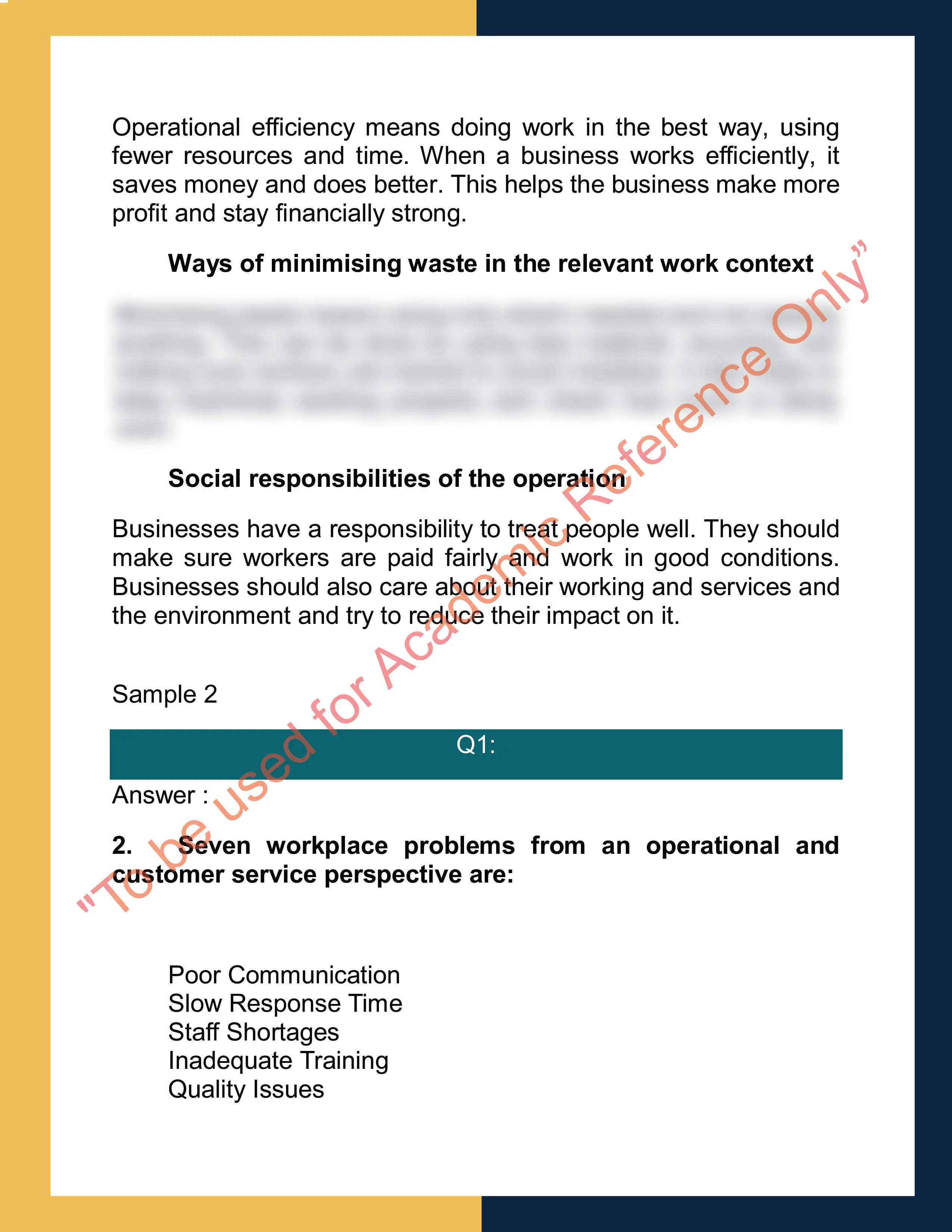 Sample Solution for SITXMGT004 - Monitor work operations 1