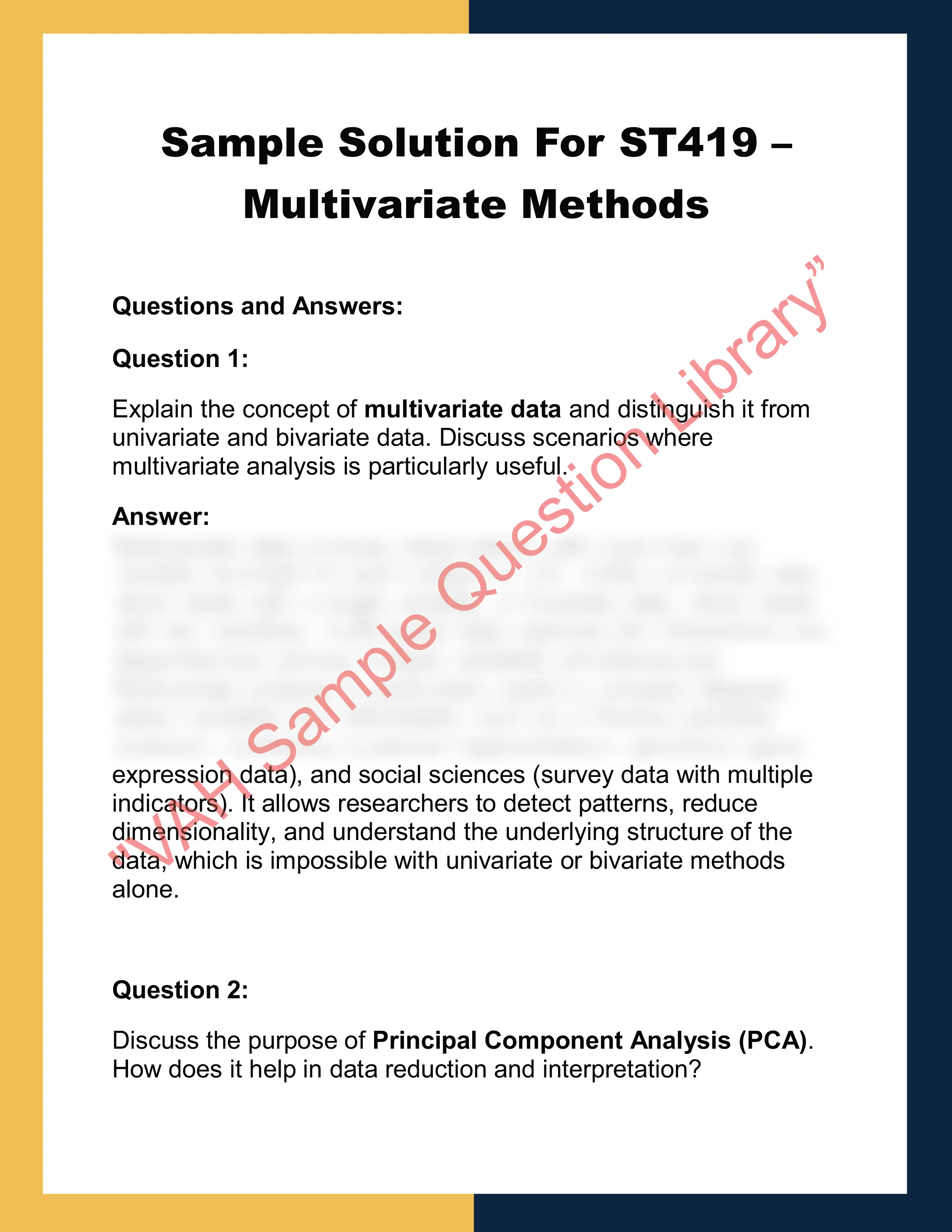 ST419 –  Multivariate Methods 0