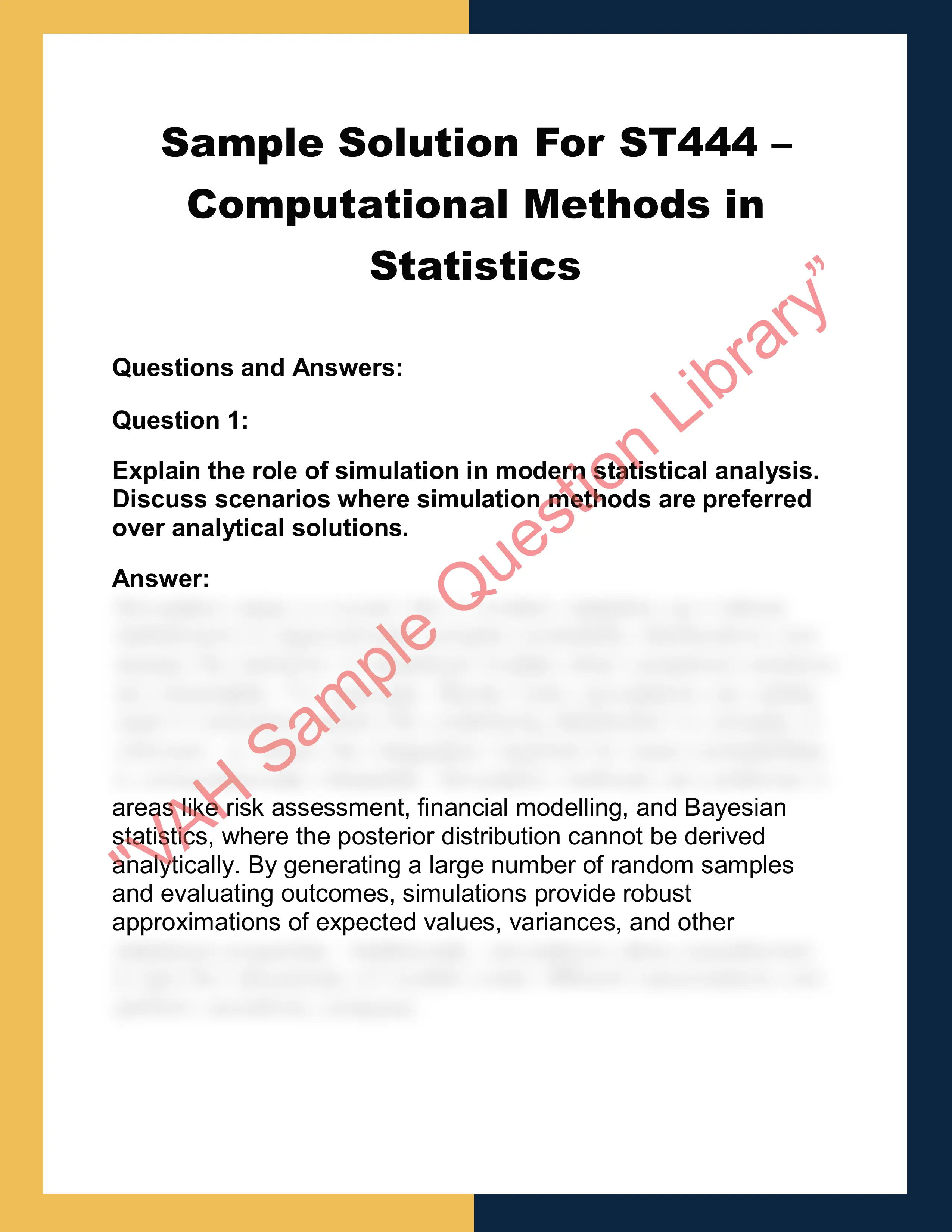 ST444 – Computational Methods in  Statistics 0