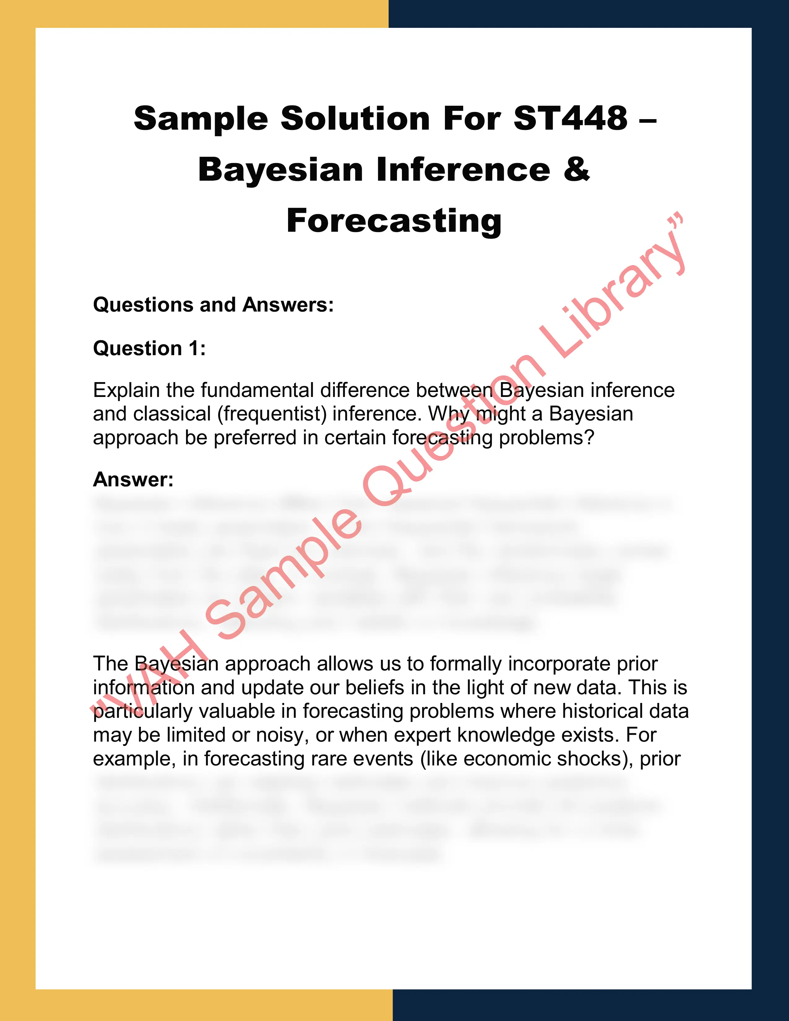 ST448 – Bayesian Inference &  Forecasting 0