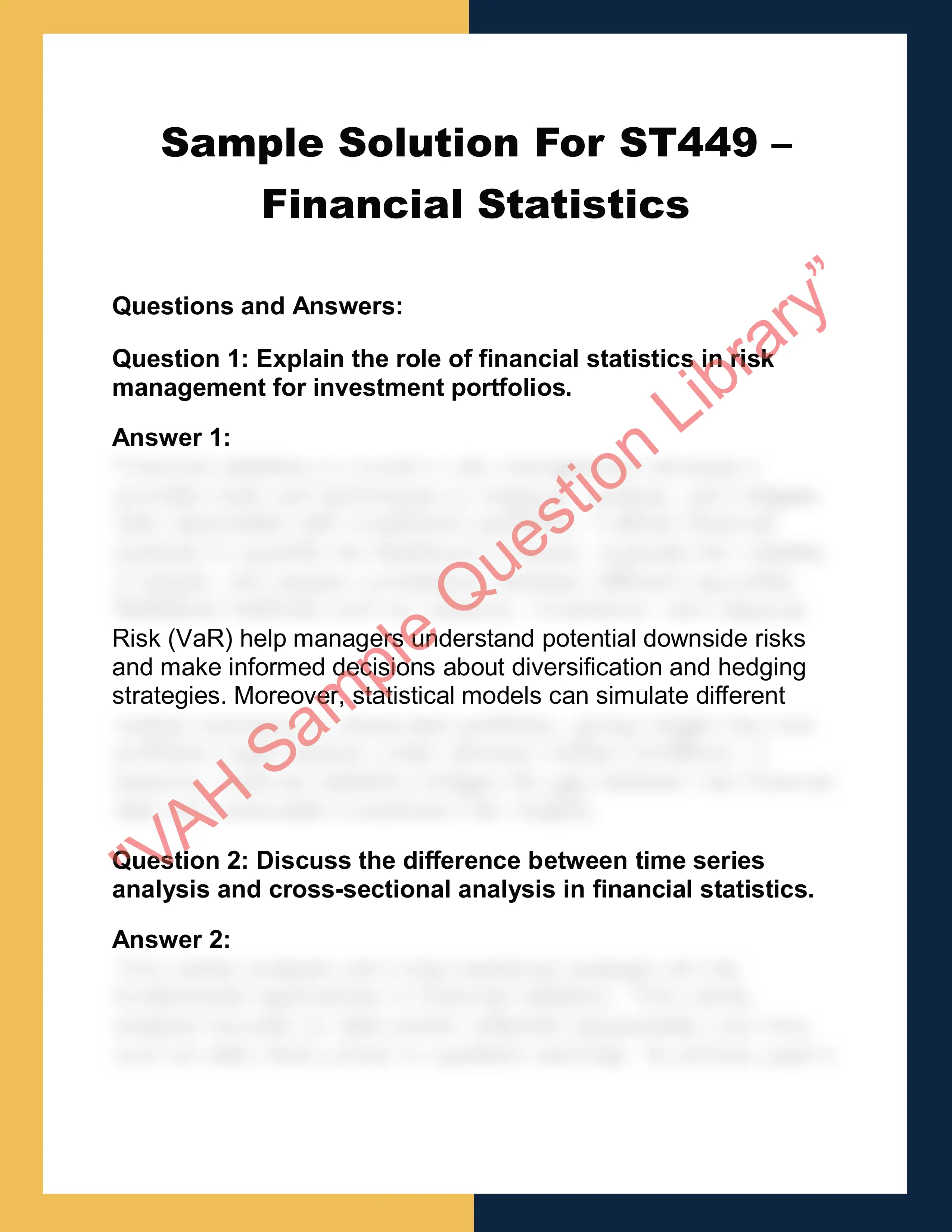 ST449 –  Financial Statistics 0