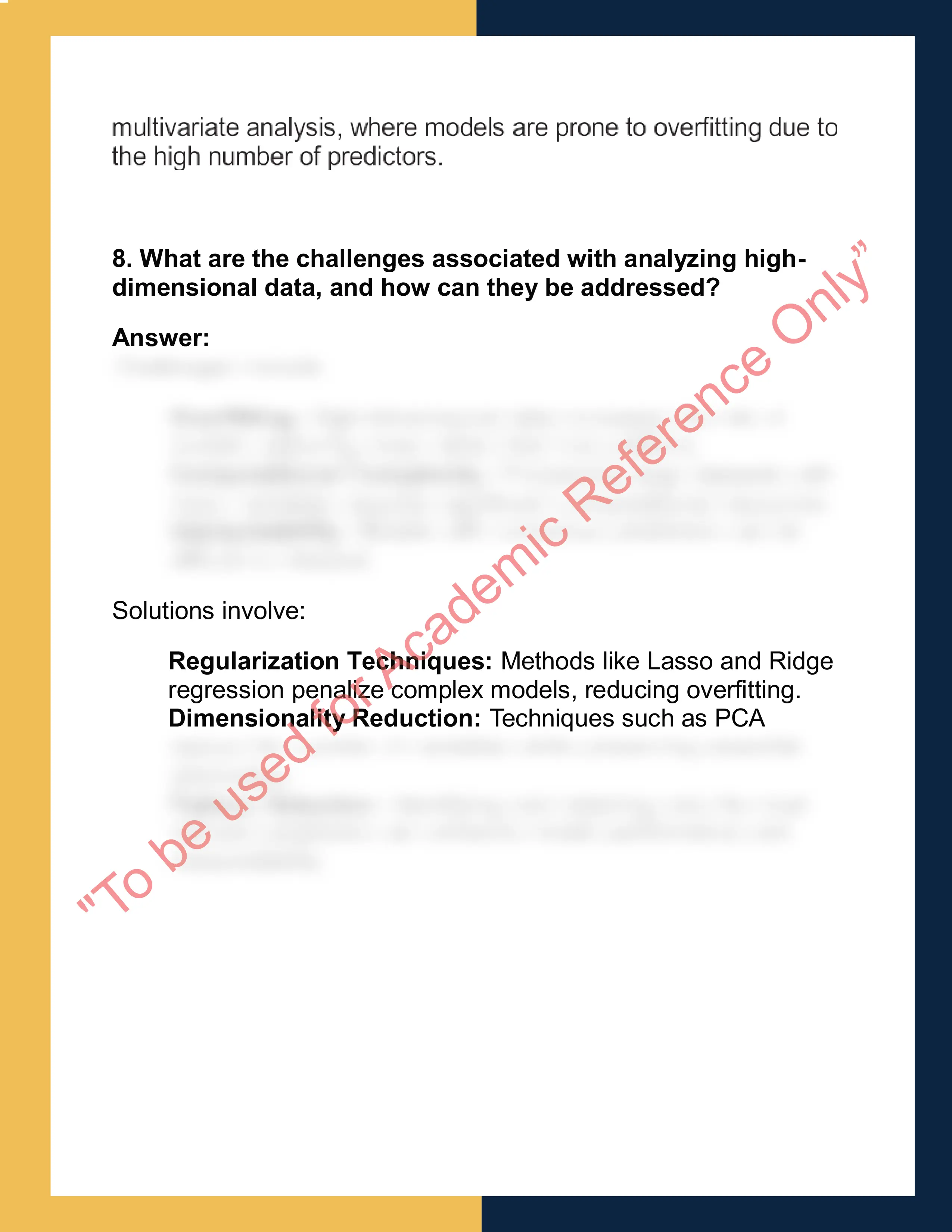 5302 – Multivariate & High- Dimensional Data Analysis