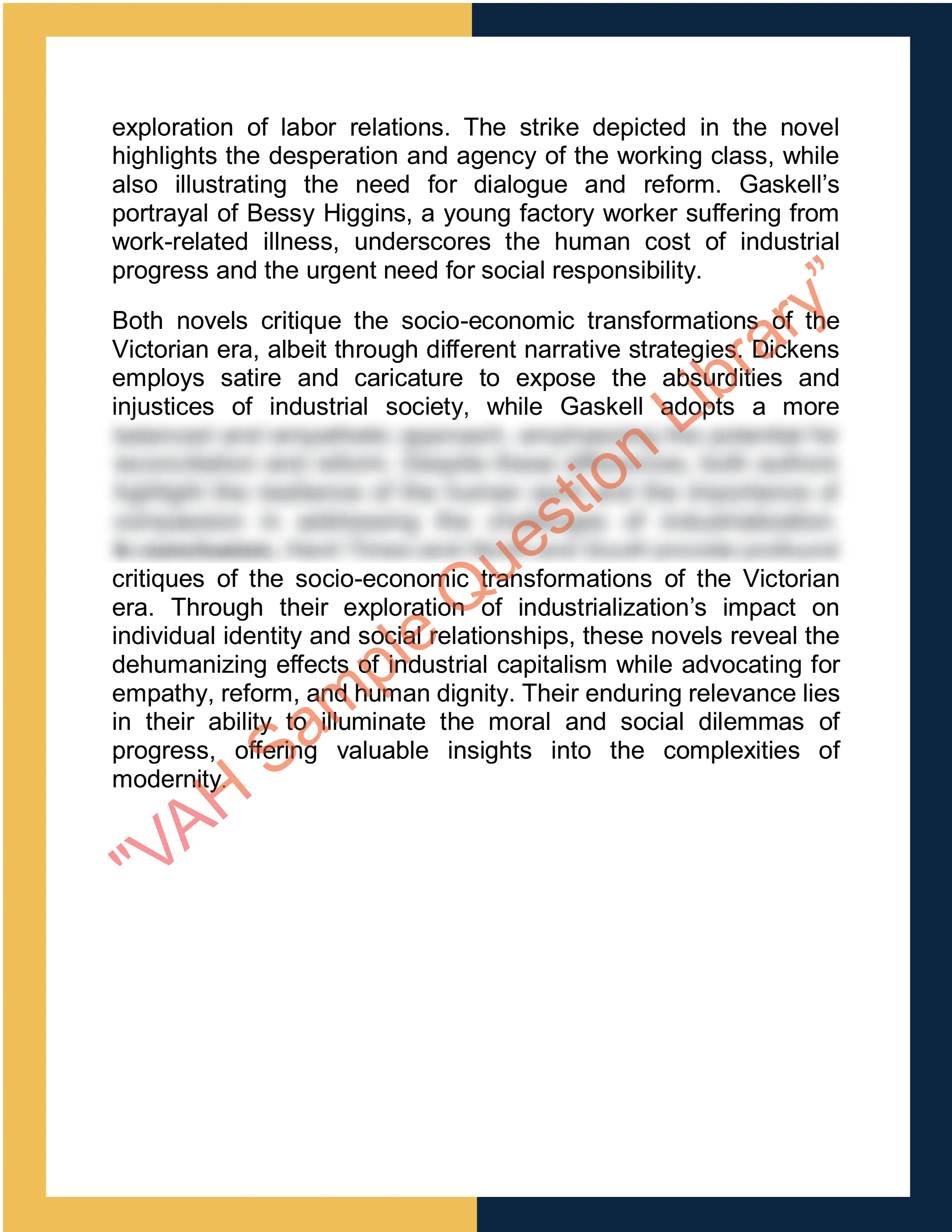 Assignment sample solution of ENG709 - Victorian Literature and Social Change 2