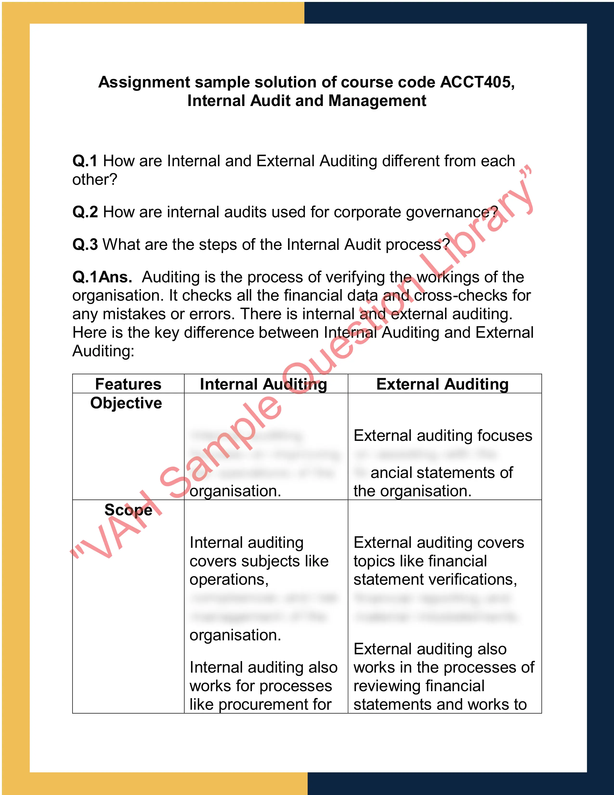 ACCT405 - Internal Audit and Management 0