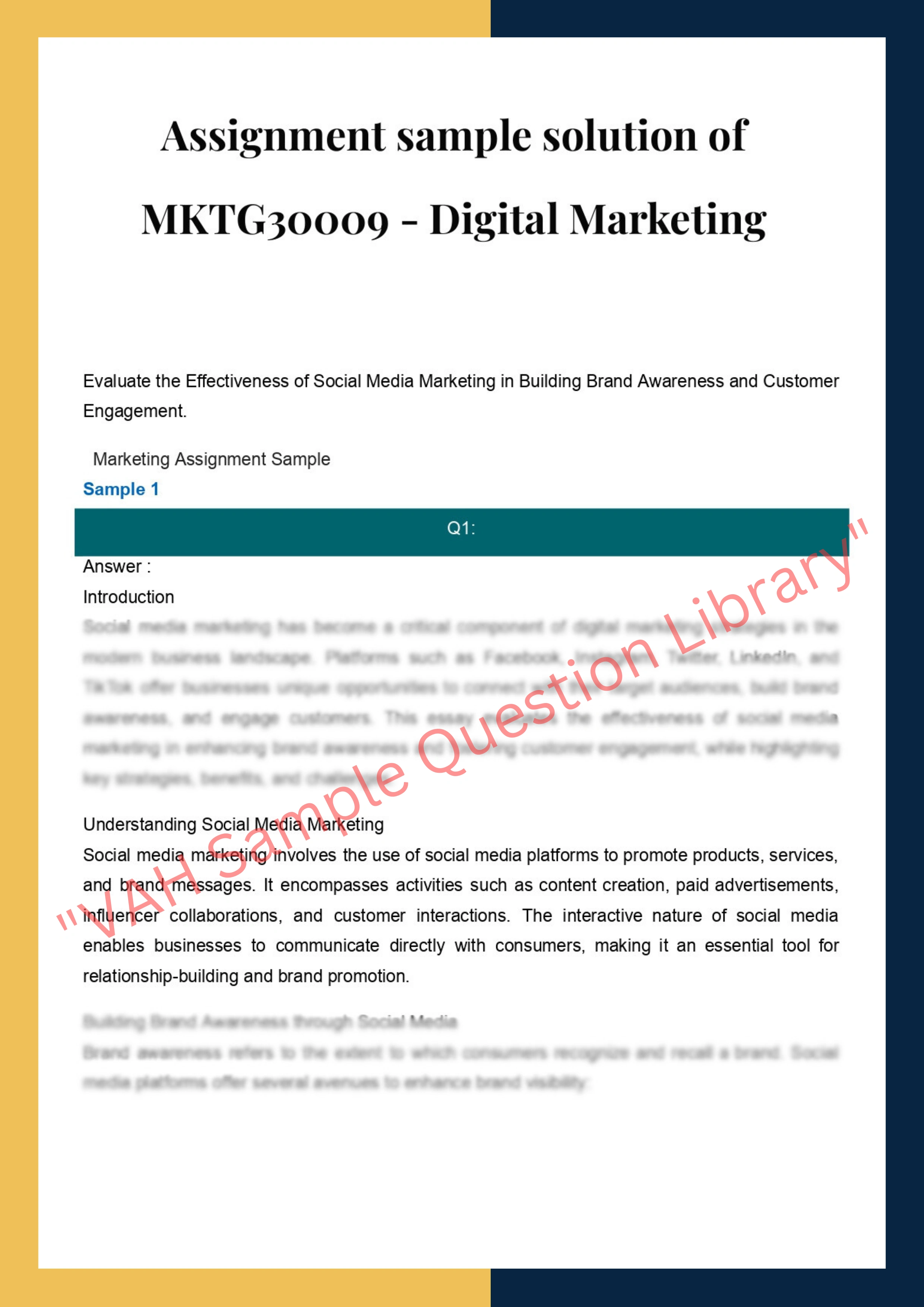 Assignment sample solution of MKTG30009 - Digital Marketing 0