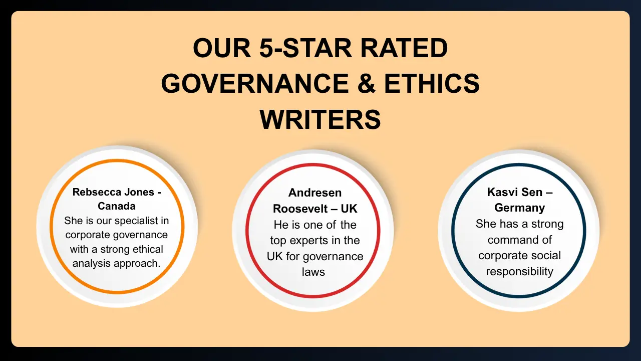 Our 5 Star Rated Governance & Ethics Writers Our 5 Star Rated Governance & Ethics Writers