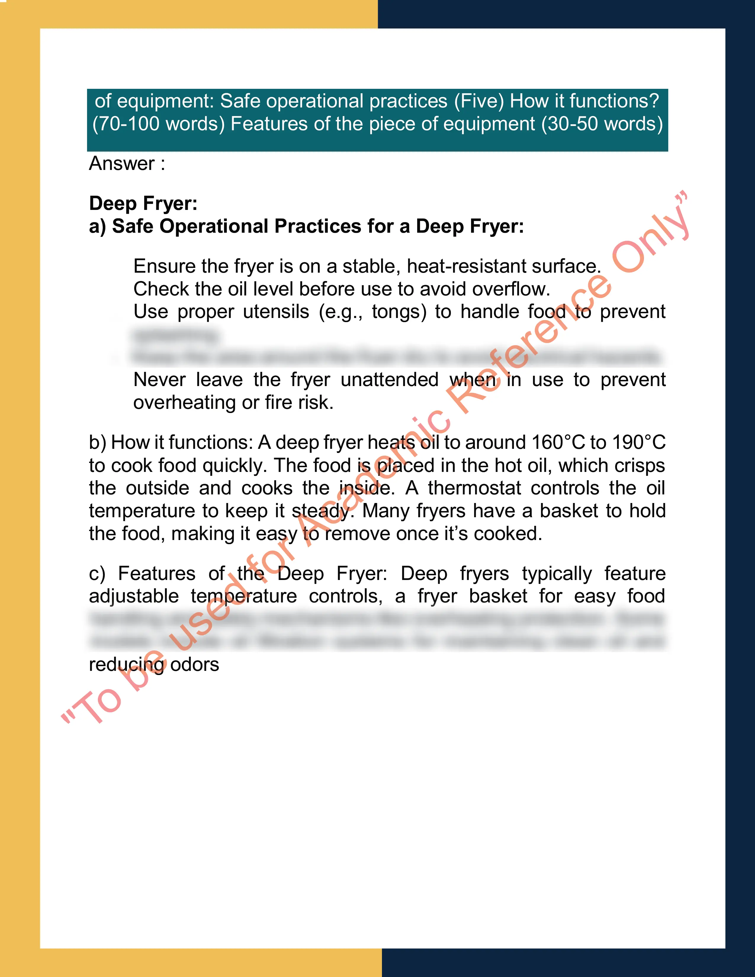 Sample Solution for SITHCCC027 - Prepare dishes using basic methods of cookery 1