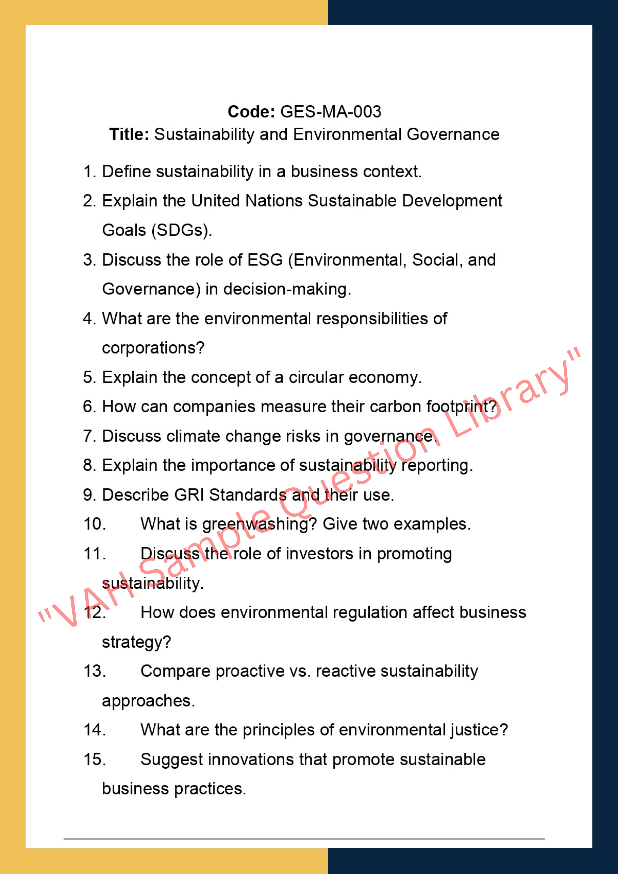 Governance, Ethics, And Sustainability