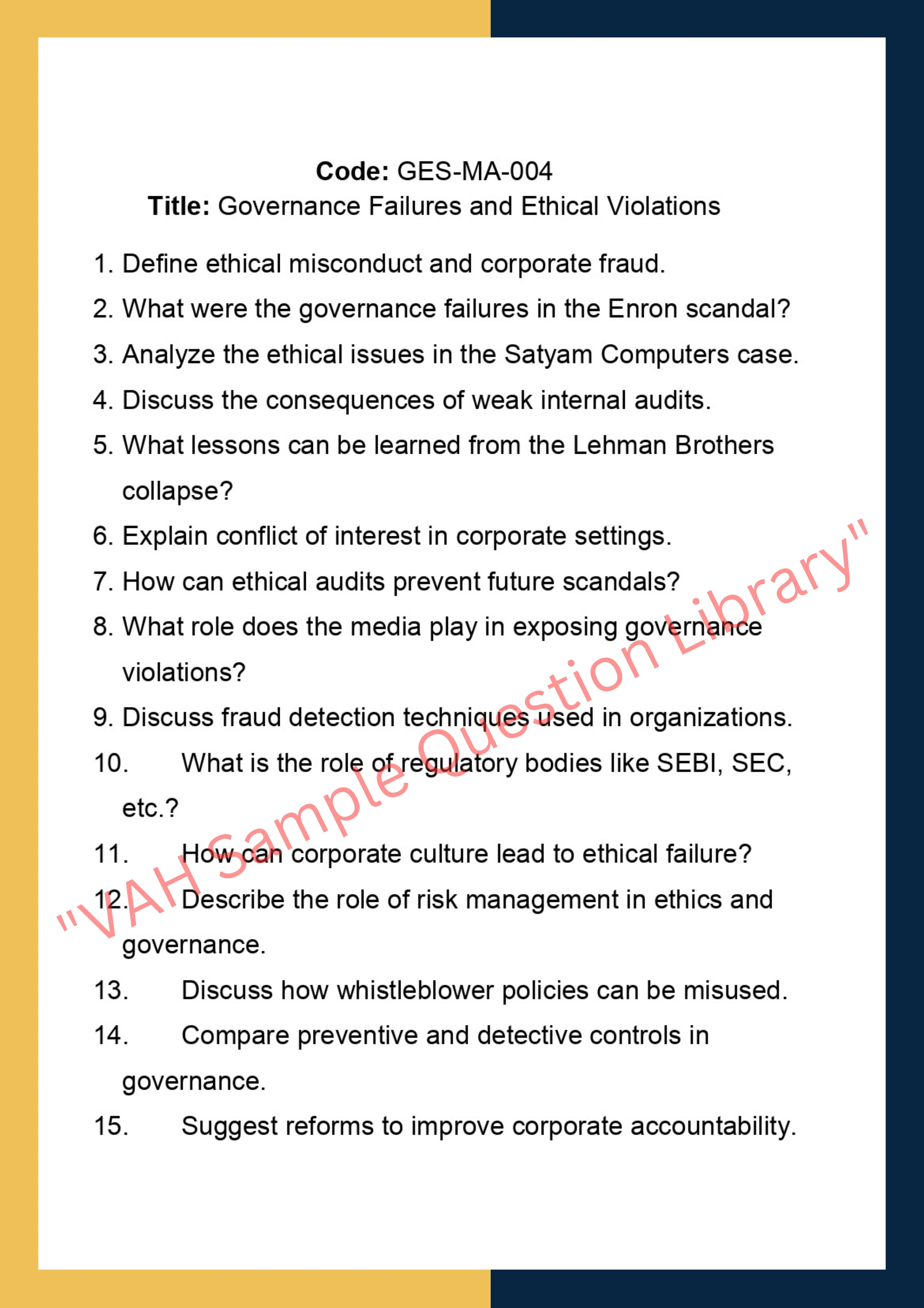 Governance, Ethics, And Sustainability