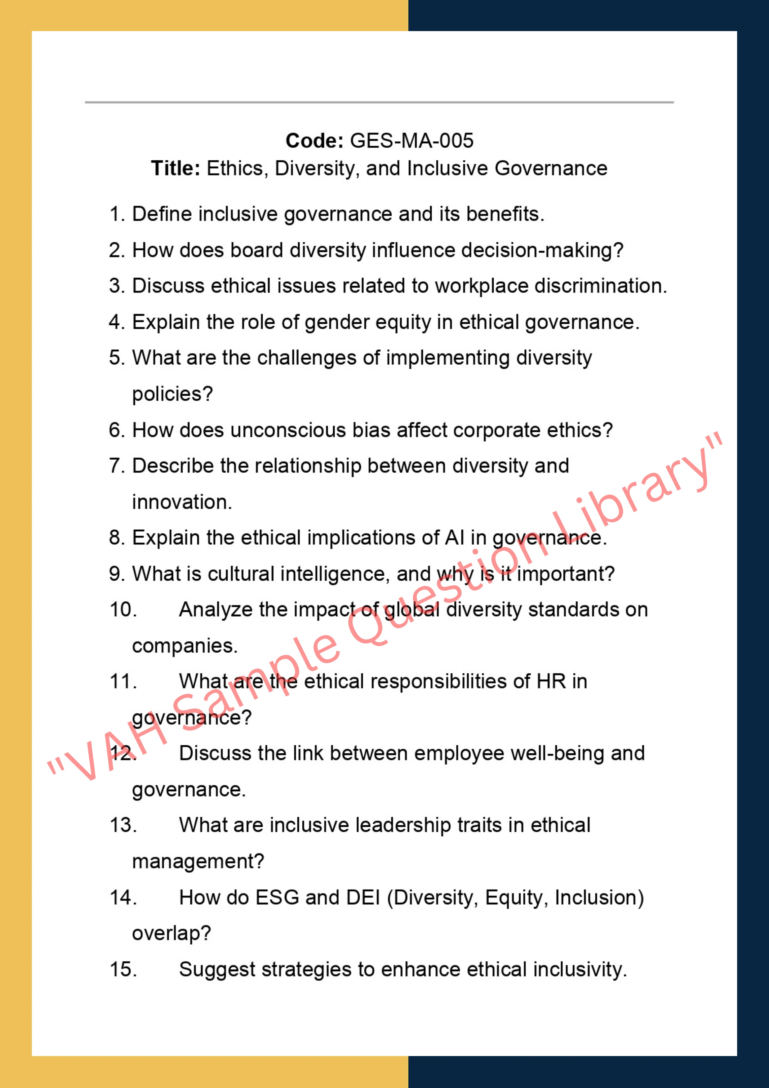 Governance, Ethics, And Sustainability