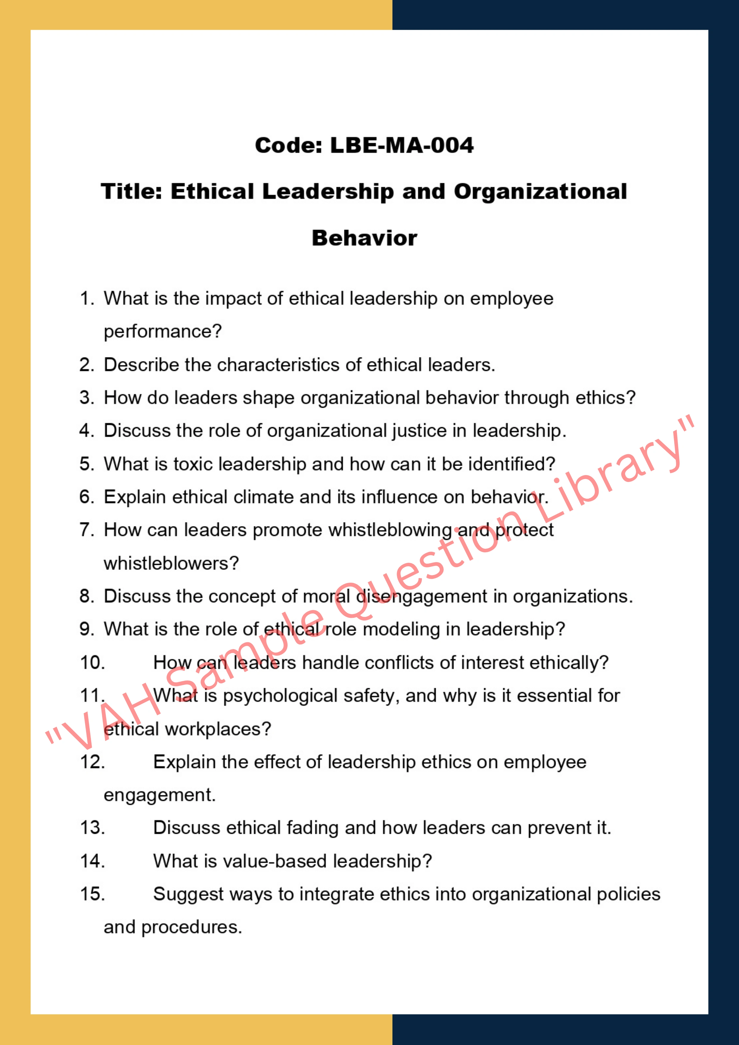 Leadership and Business Ethics