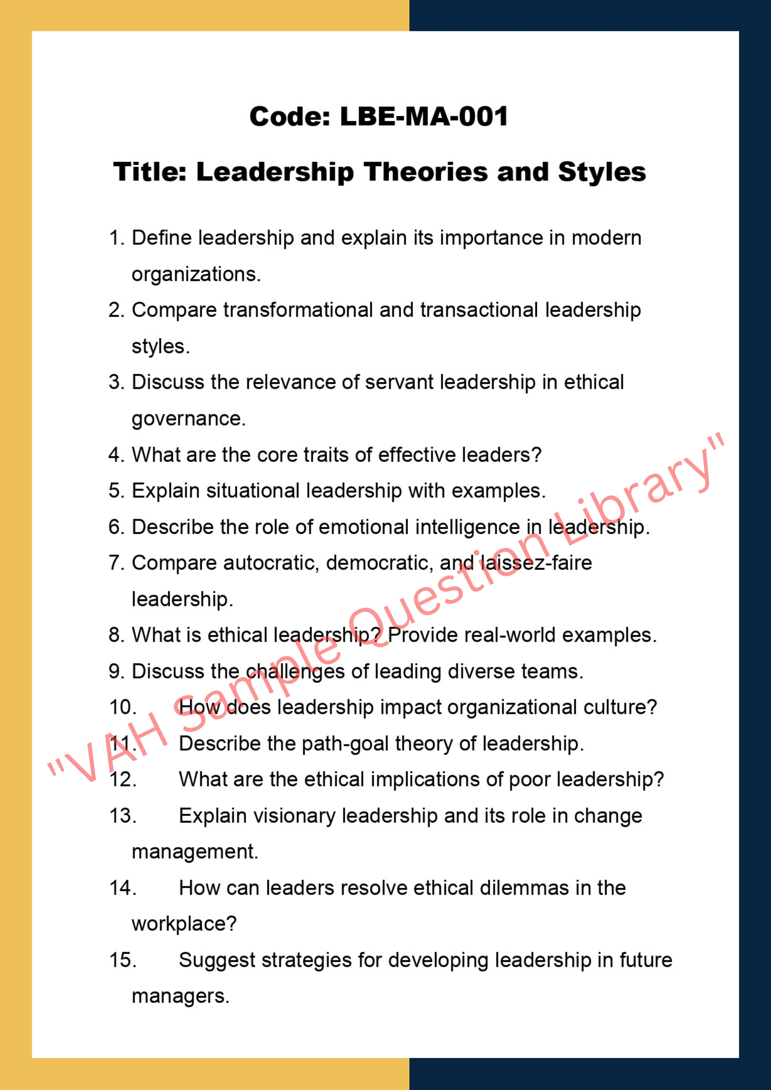Leadership and Business Ethics