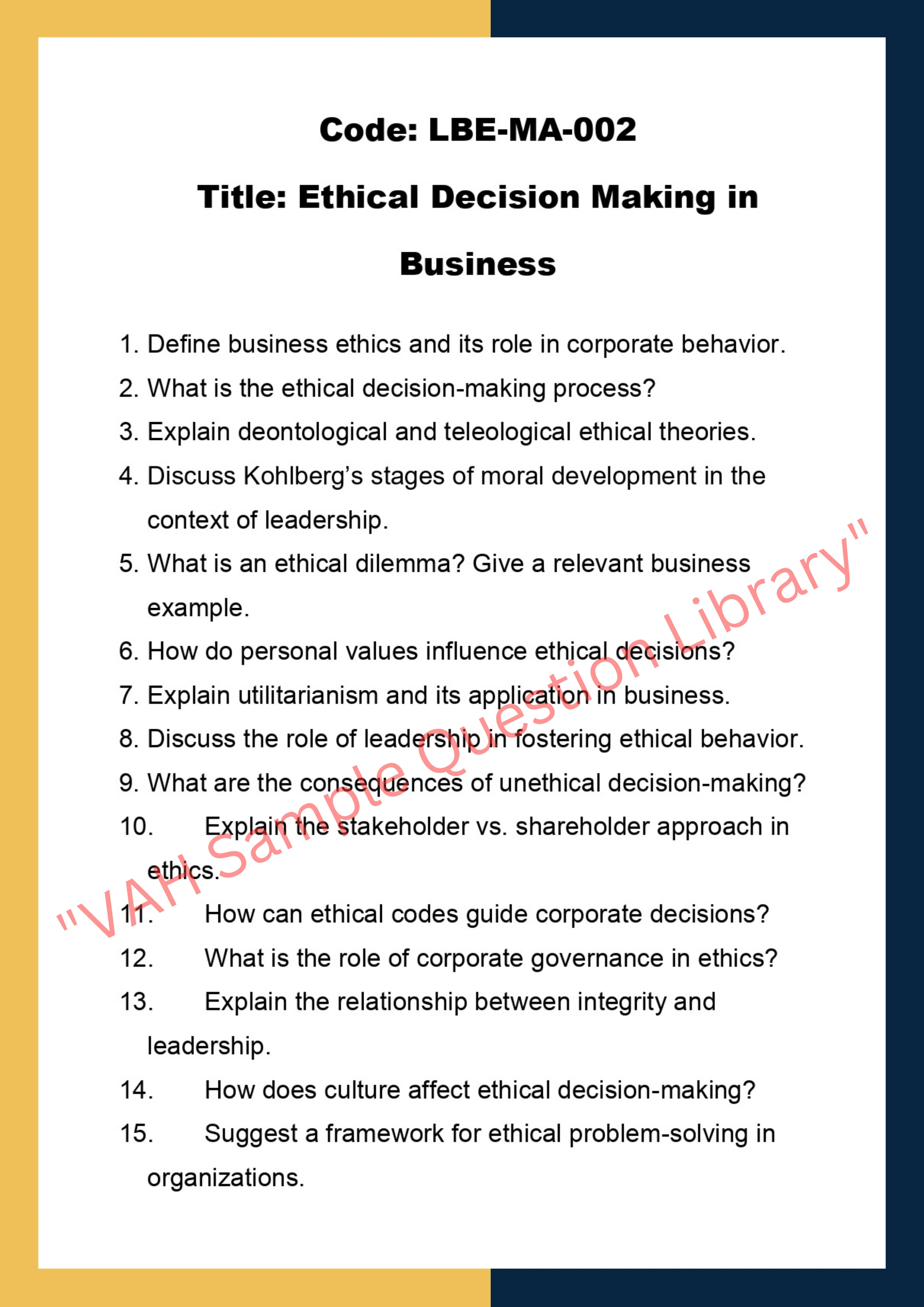 Leadership and Business Ethics