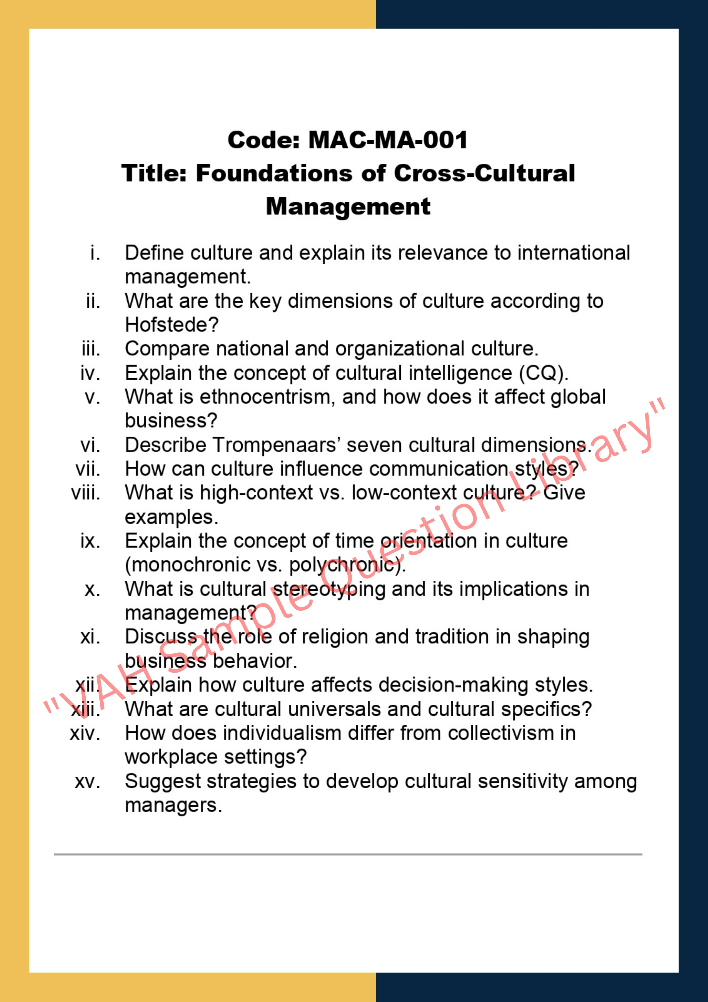 Managing Across culture