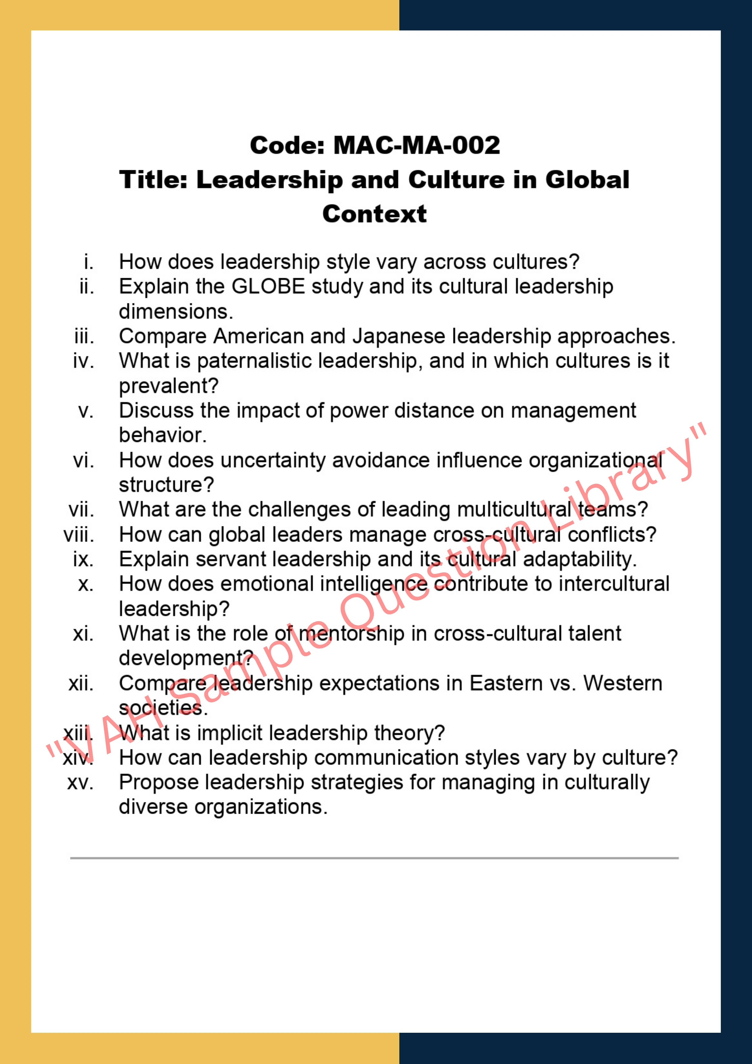 Managing Across culture