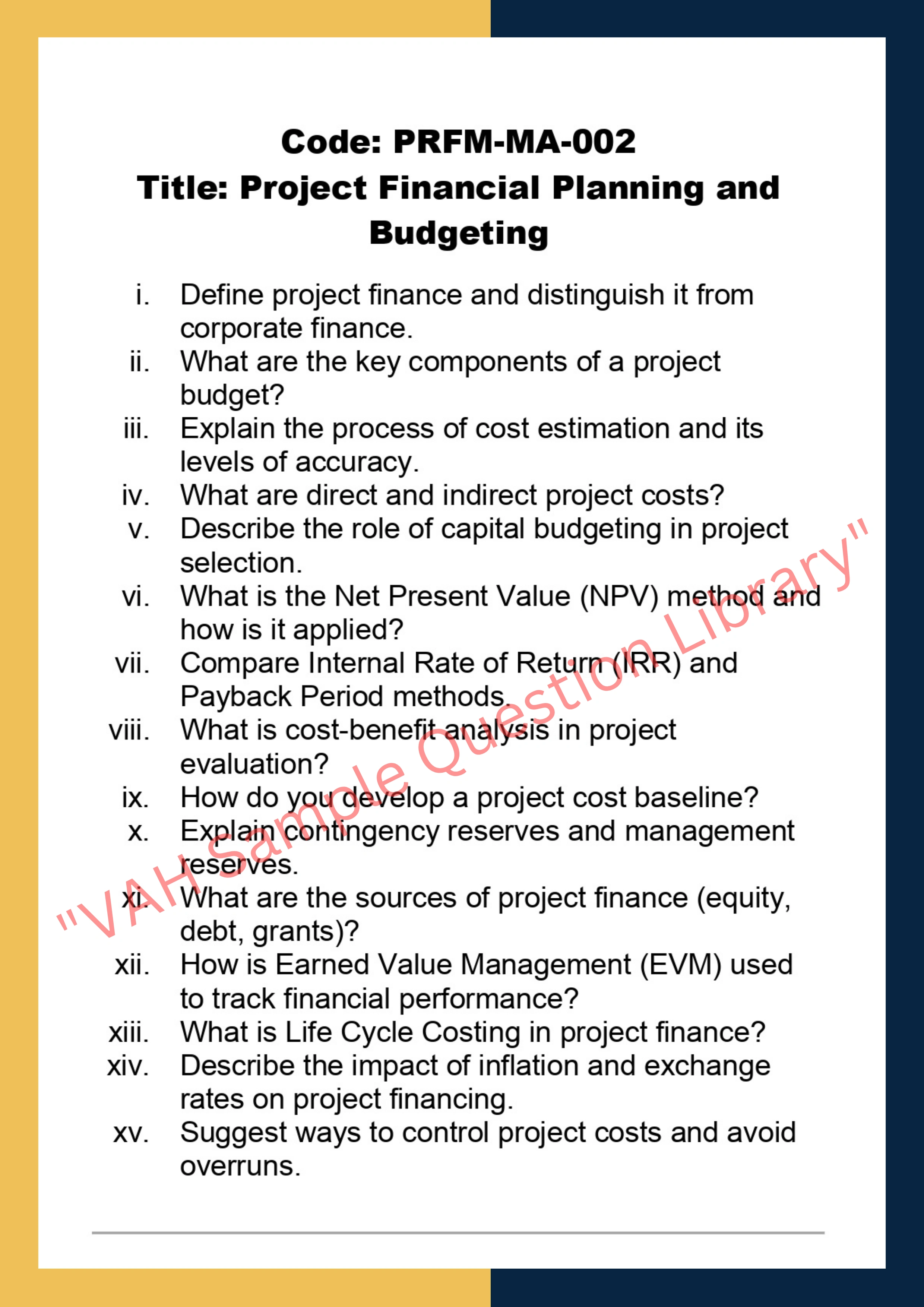 Project Risk Finance And Monitoring