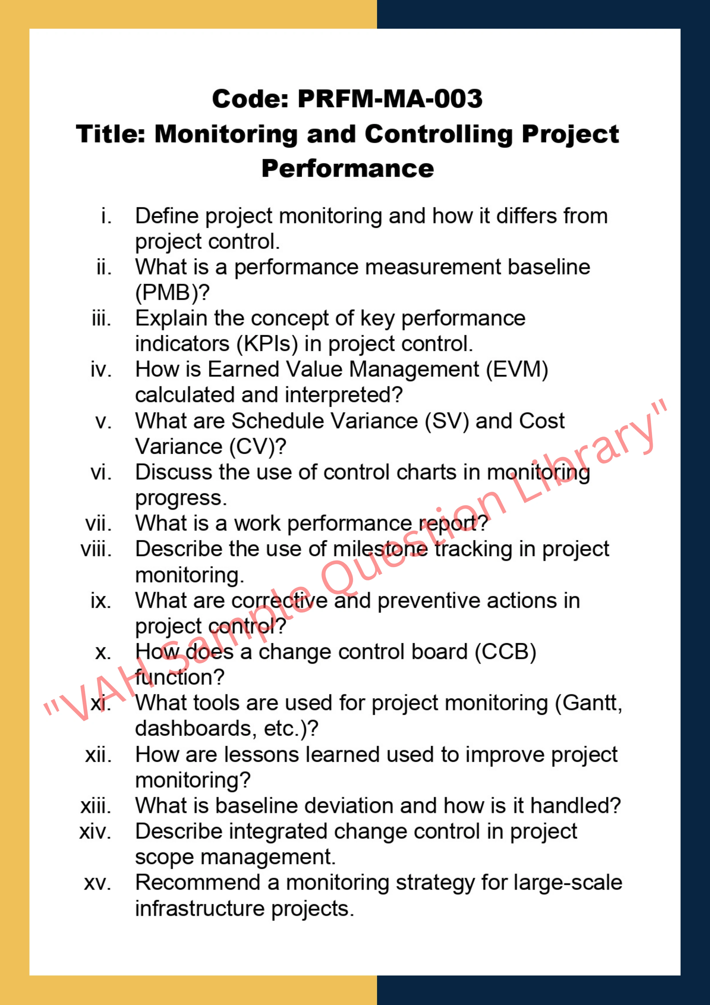 Project Risk Finance And Monitoring