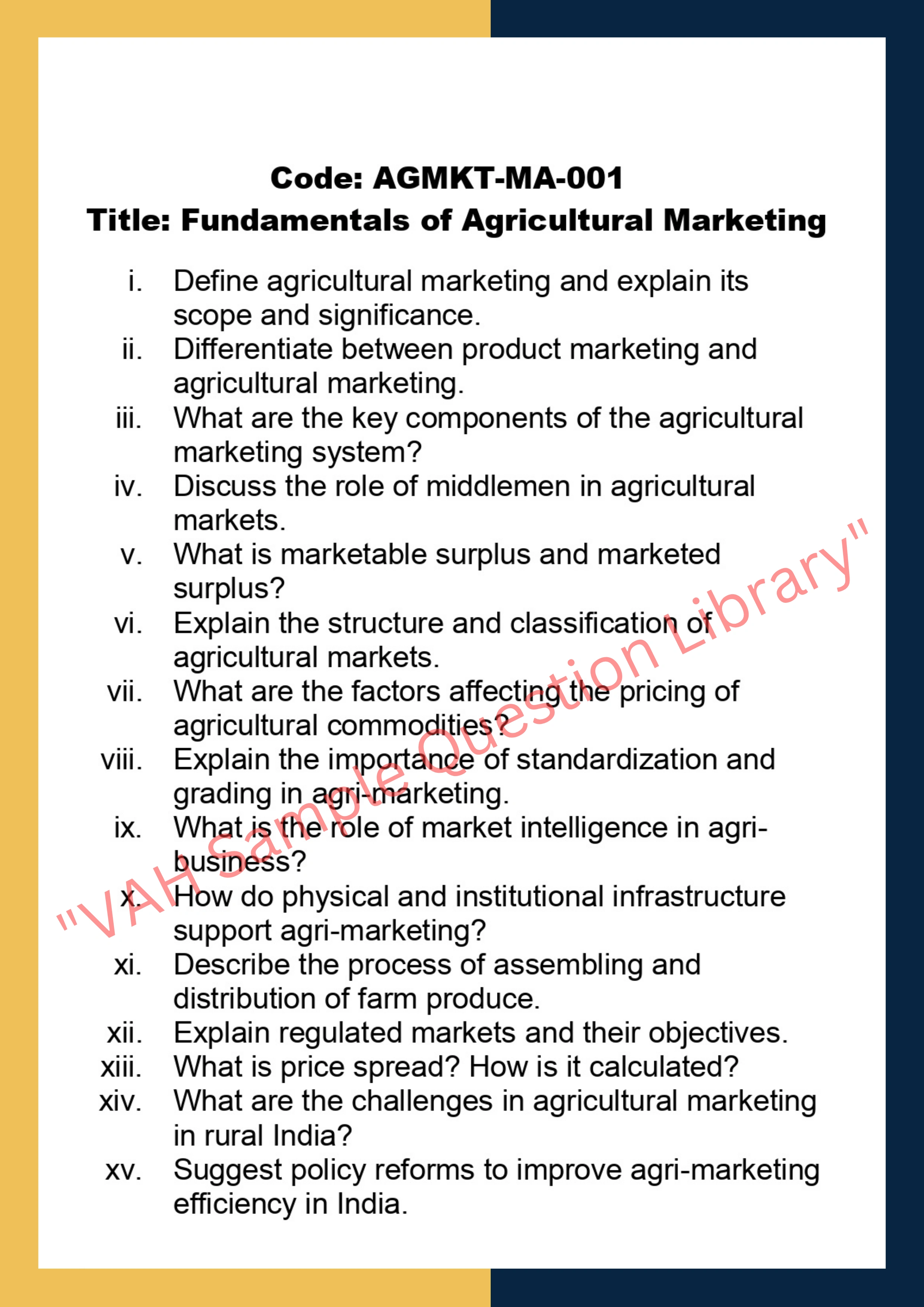 Agricultural Marketing