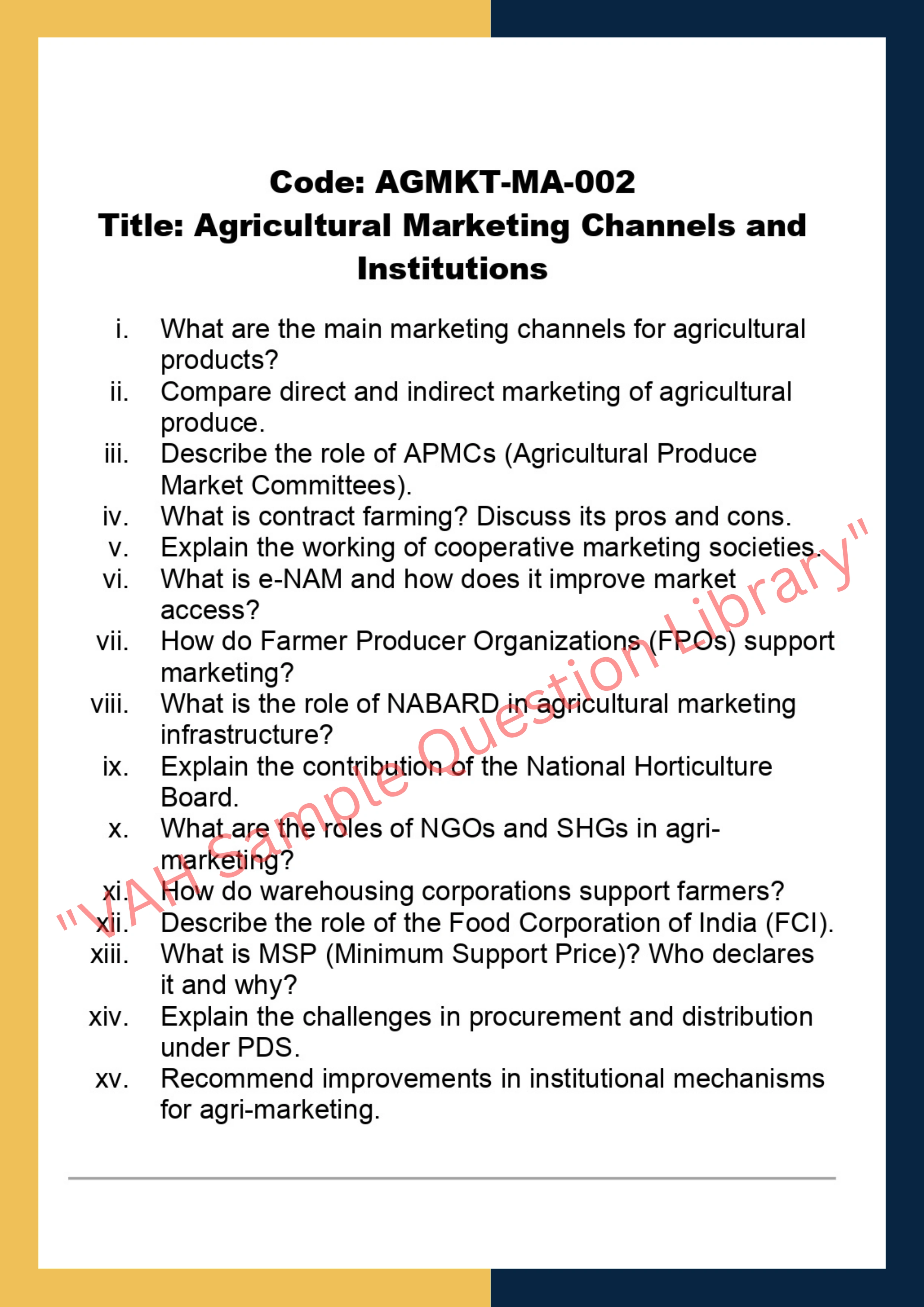 Agricultural Marketing