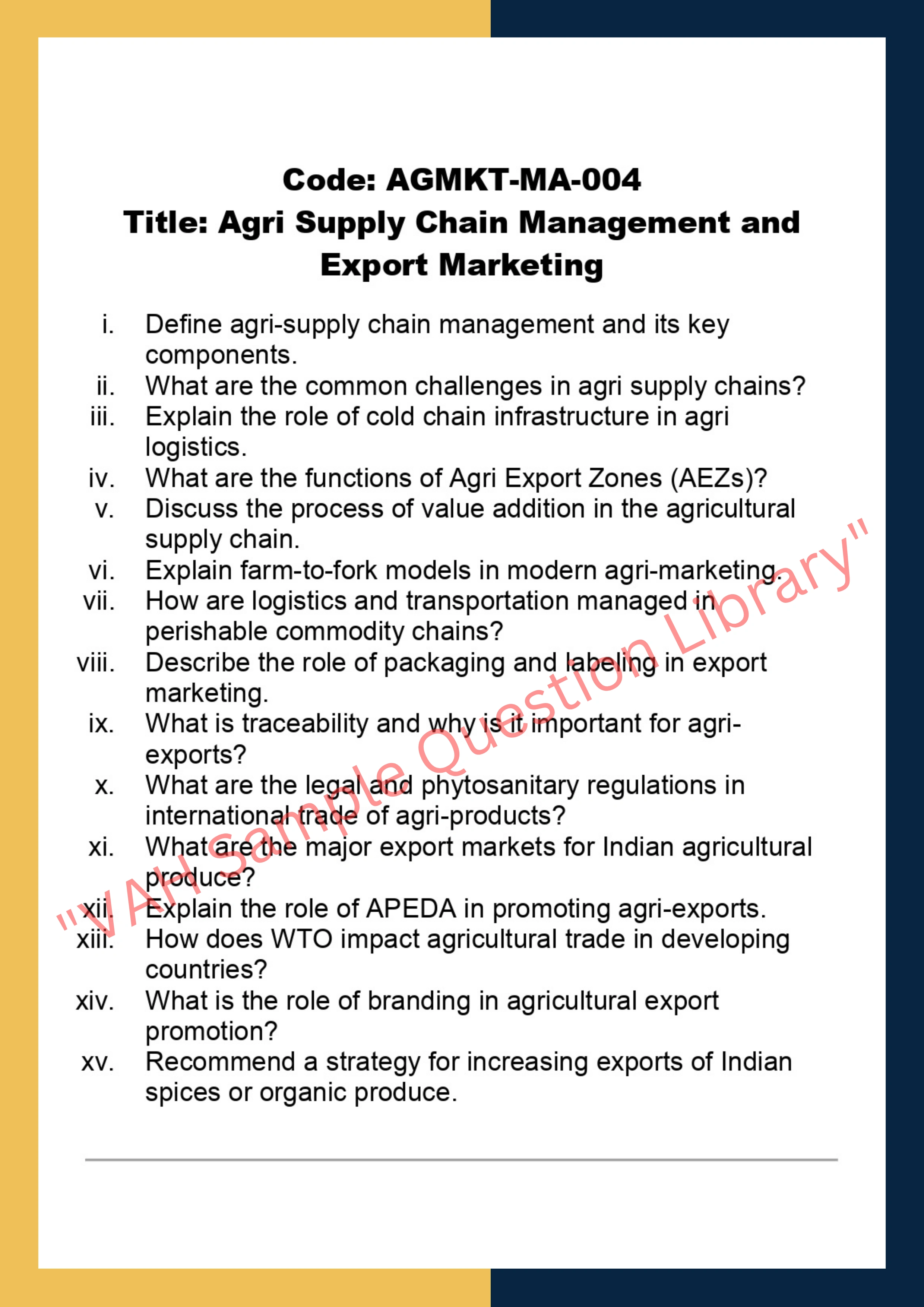 Agricultural Marketing
