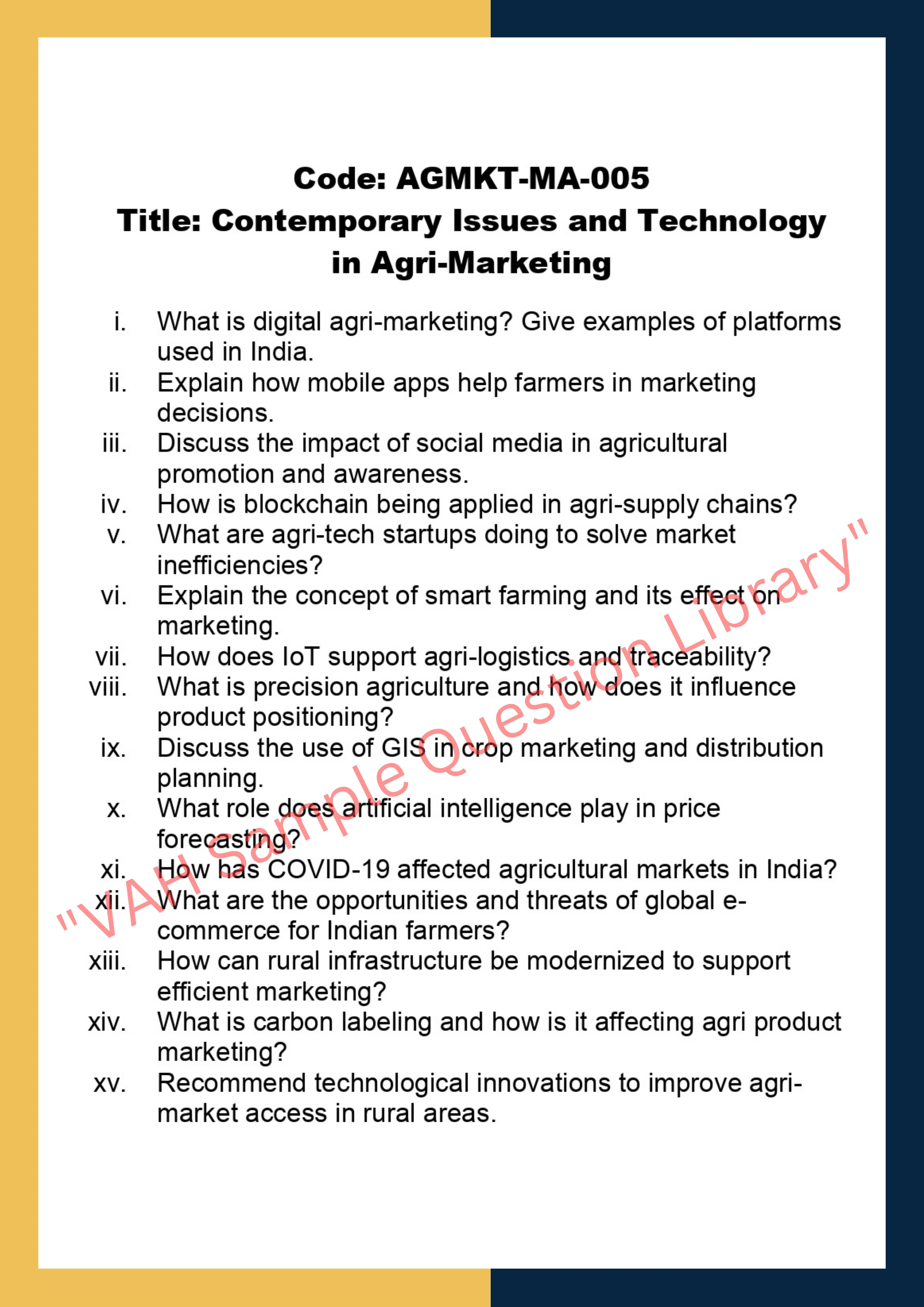Agricultural Marketing