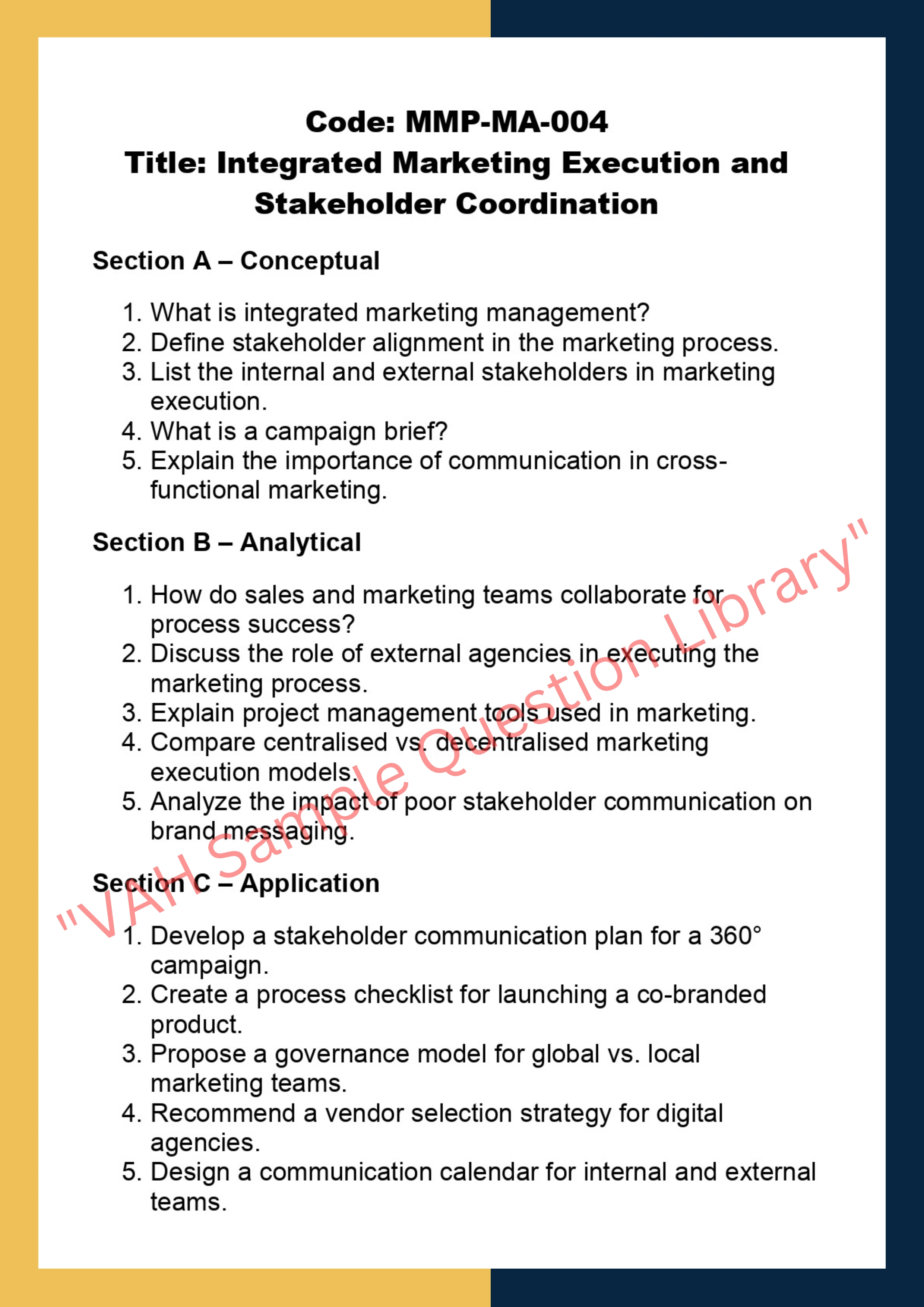 Manage the Marketing Process