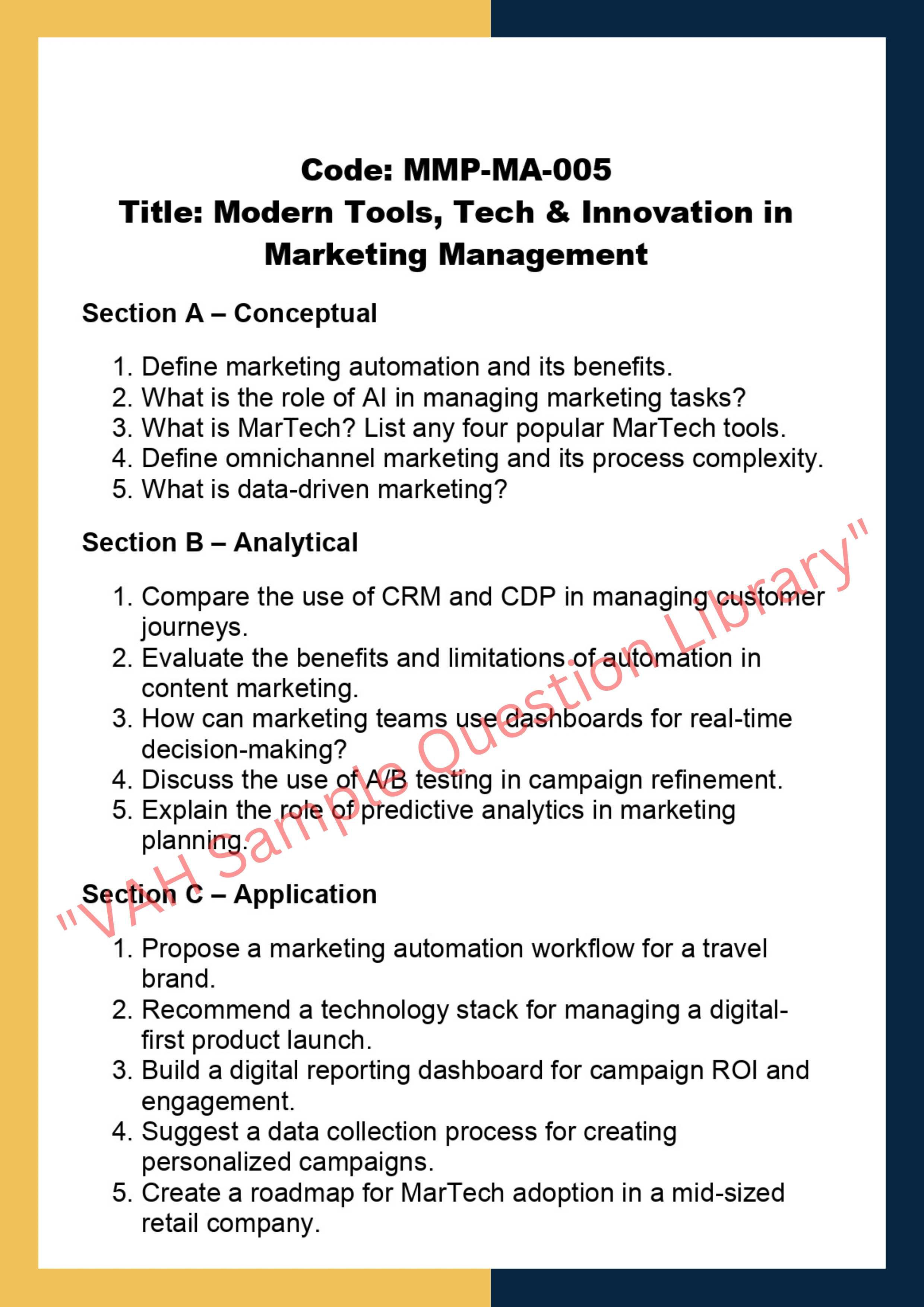 Manage the Marketing Process