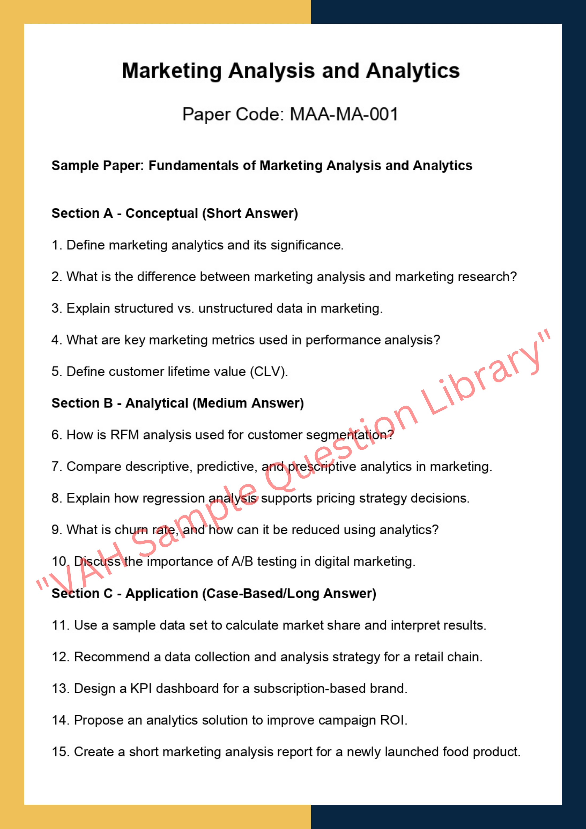 Marketing anaylysis and Analytics