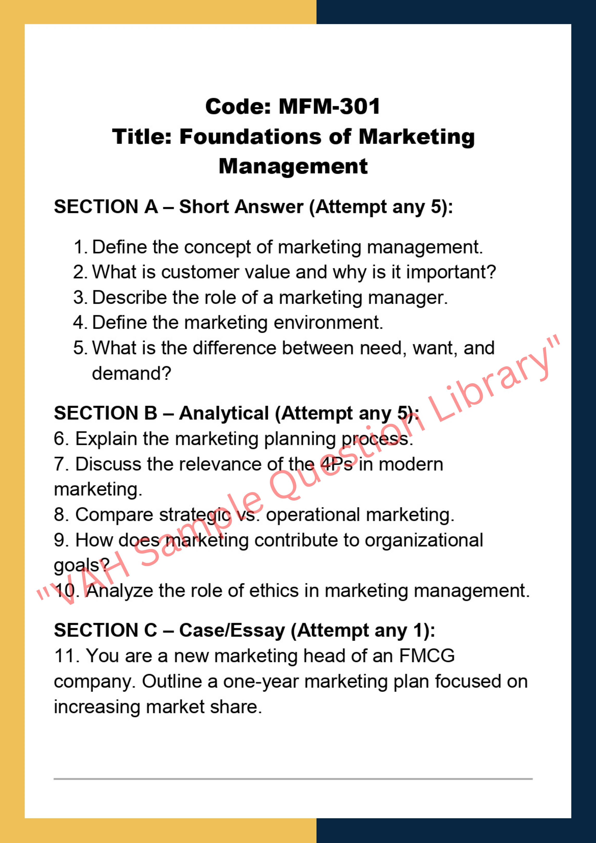 Marketing for managers