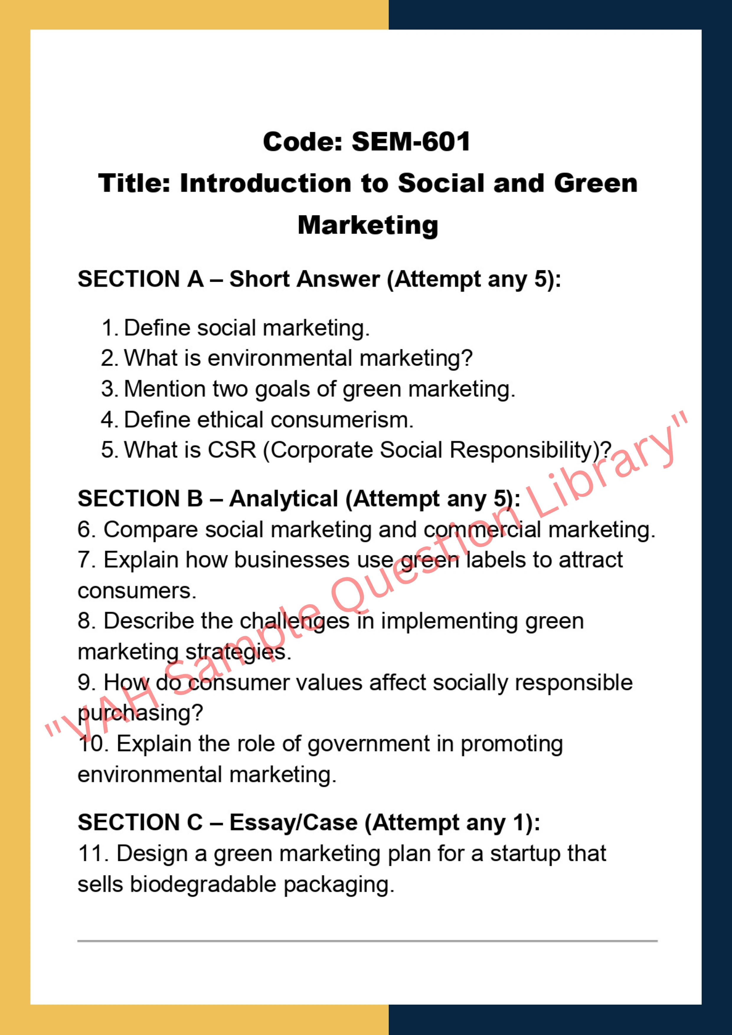 Social And Environmental Marketing